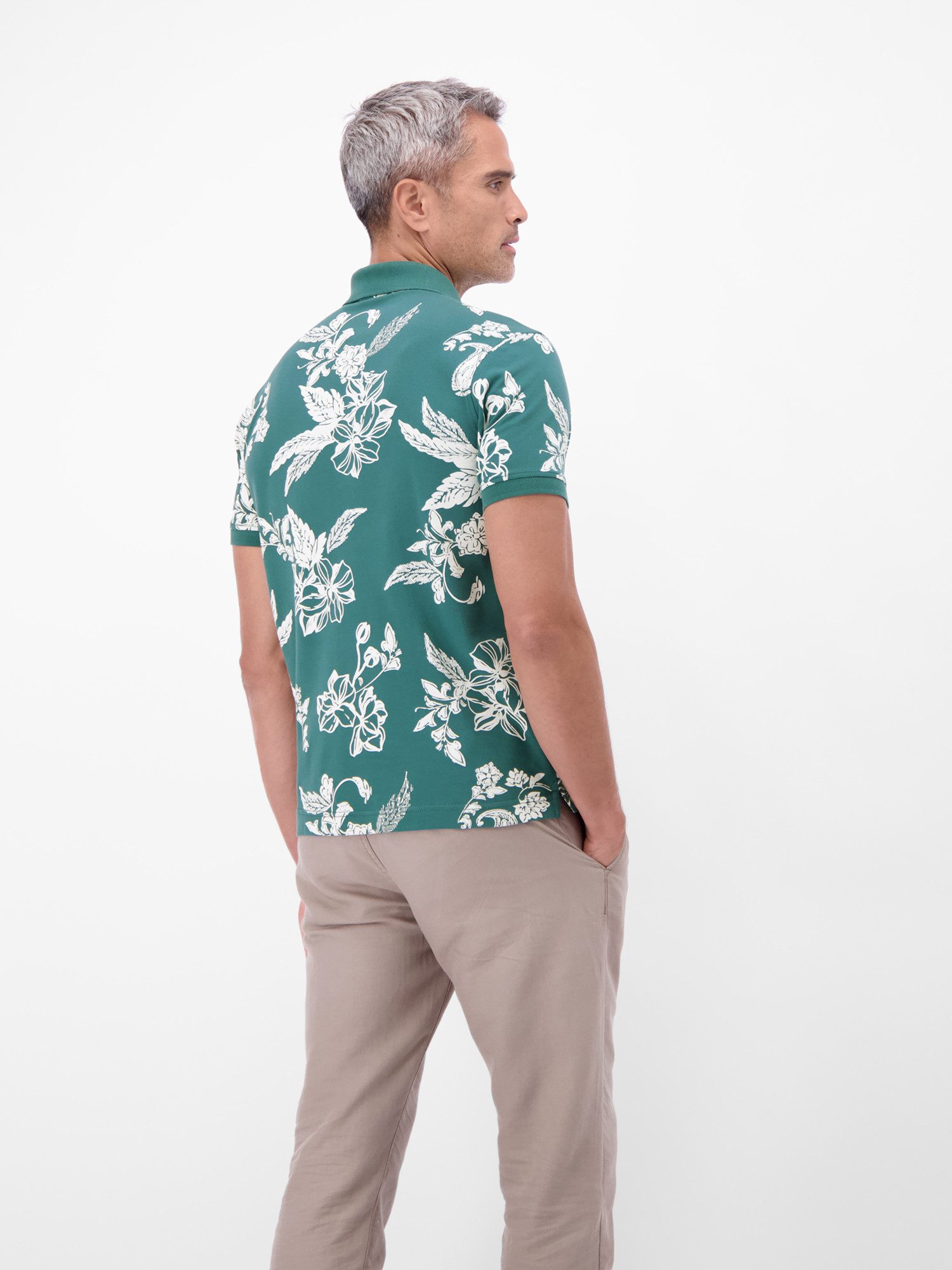 LERROS Poloshirt Poloshirt mit floralem All-over-Print, 100 % Baumwolle