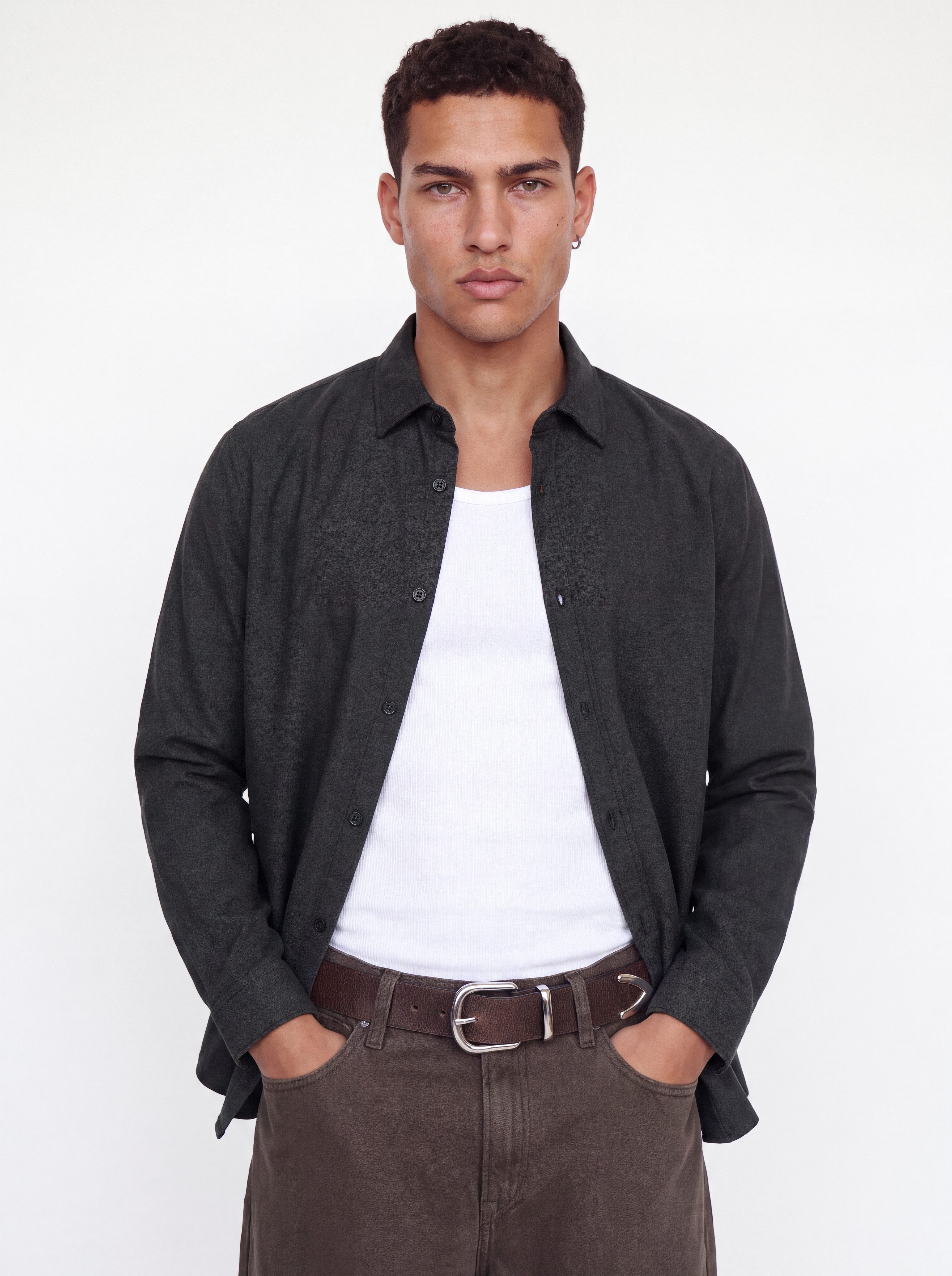 Jack & Jones Langarmhemd JJEFIELD MELANGE SHIRT LS SN Baumwolle, normal geschnitten – Bild 2 von 5