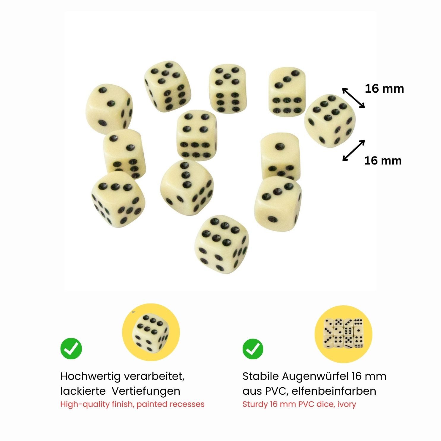 GICO Spielesammlung Augenwürfel -Standard Spielwürfel aus PVC 12 Stück - 5955