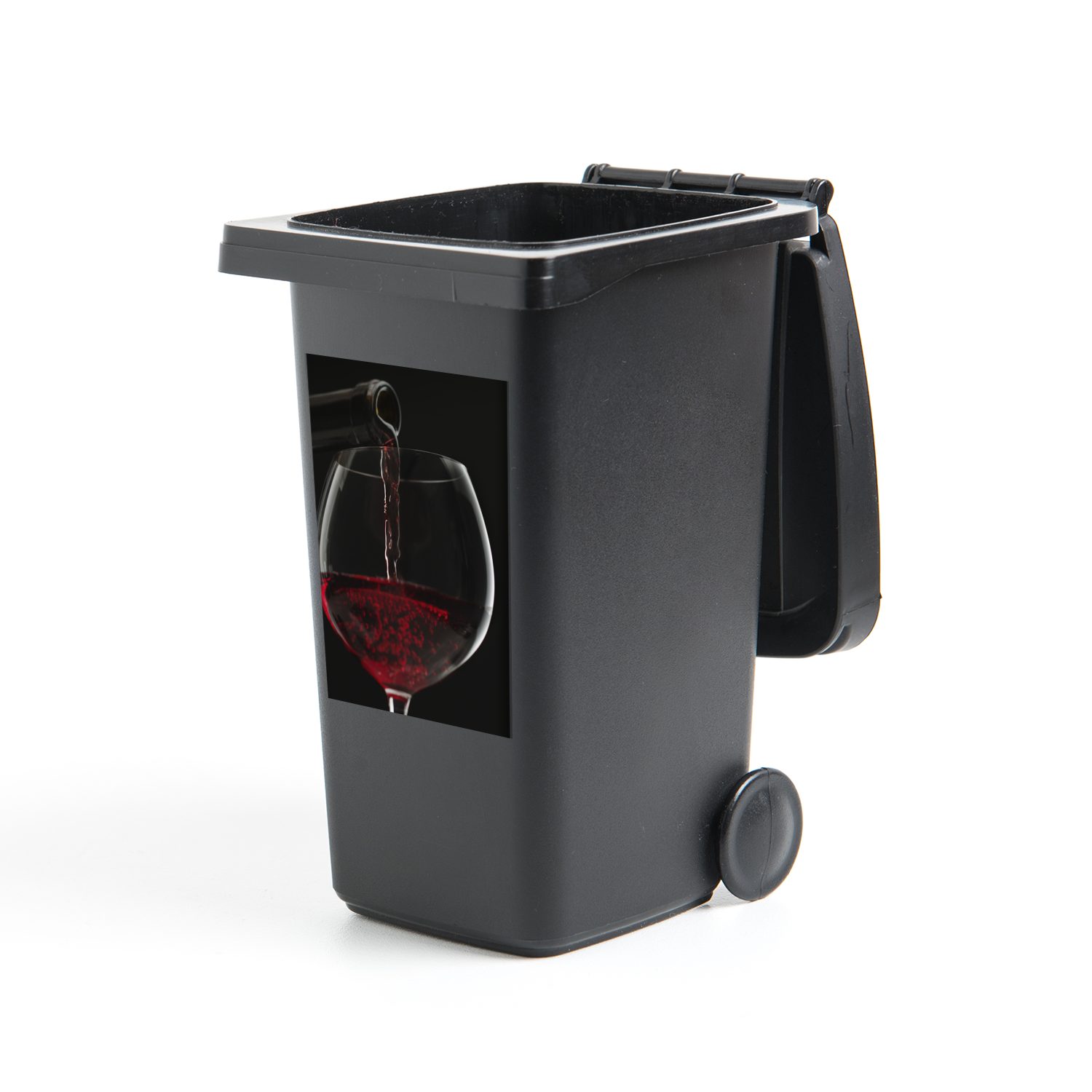 MuchoWow Wandsticker Bild von Rotwein, der in ein Weinglas gegossen wird (1 St), Mülleimer-aufkleber, Mülltonne, Sticker, Container, Abfalbehälter