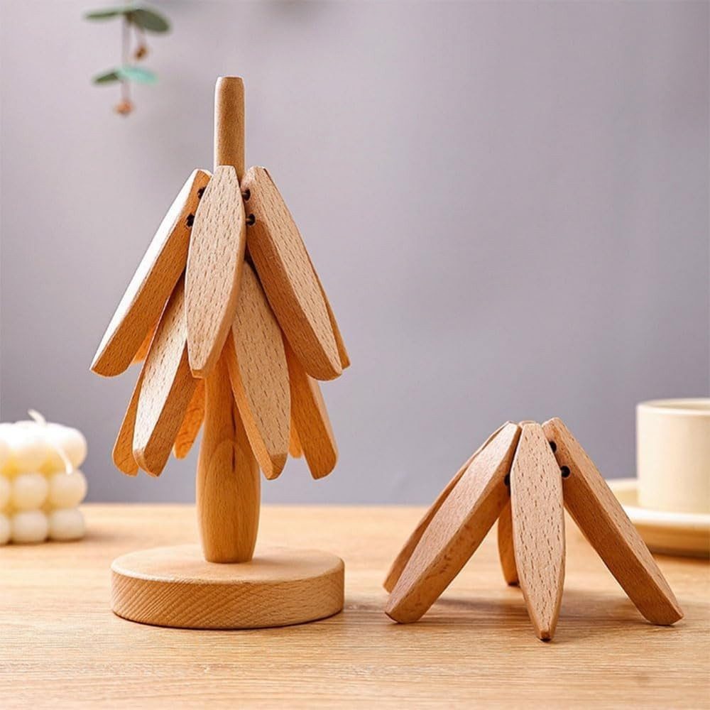 LEMLIT Topfuntersetzer Weihnachtsbaum-Untersetzer und aus Holz,3 Holzuntersetzer, Zubehör für Pfannen,Topfe, Auflaufformen, 1er Set, 1-tlg., dekoratives Servier – Bild 2 von 5