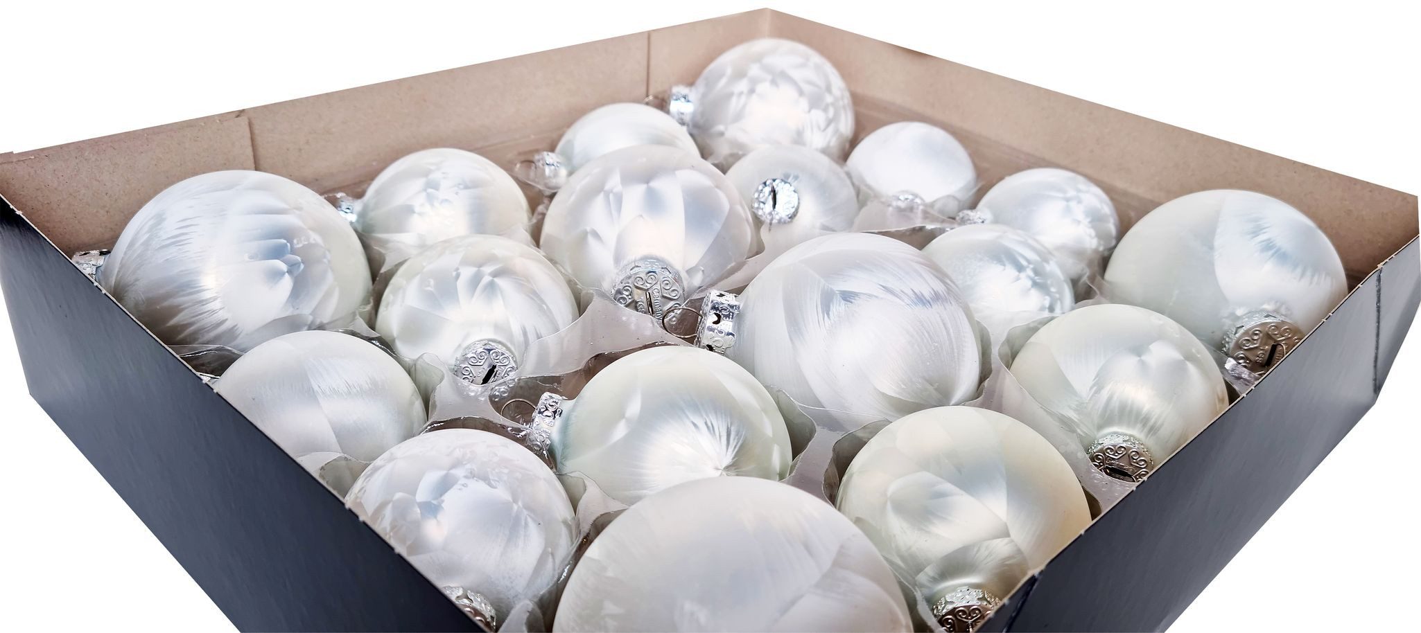 JACK Christbaumschmuck Glas Eislack Weihnachtsbaumkugeln 18 tlg. Set, einzigartige Unikate, Handarbeit, Made in Germany, inkl. Haken