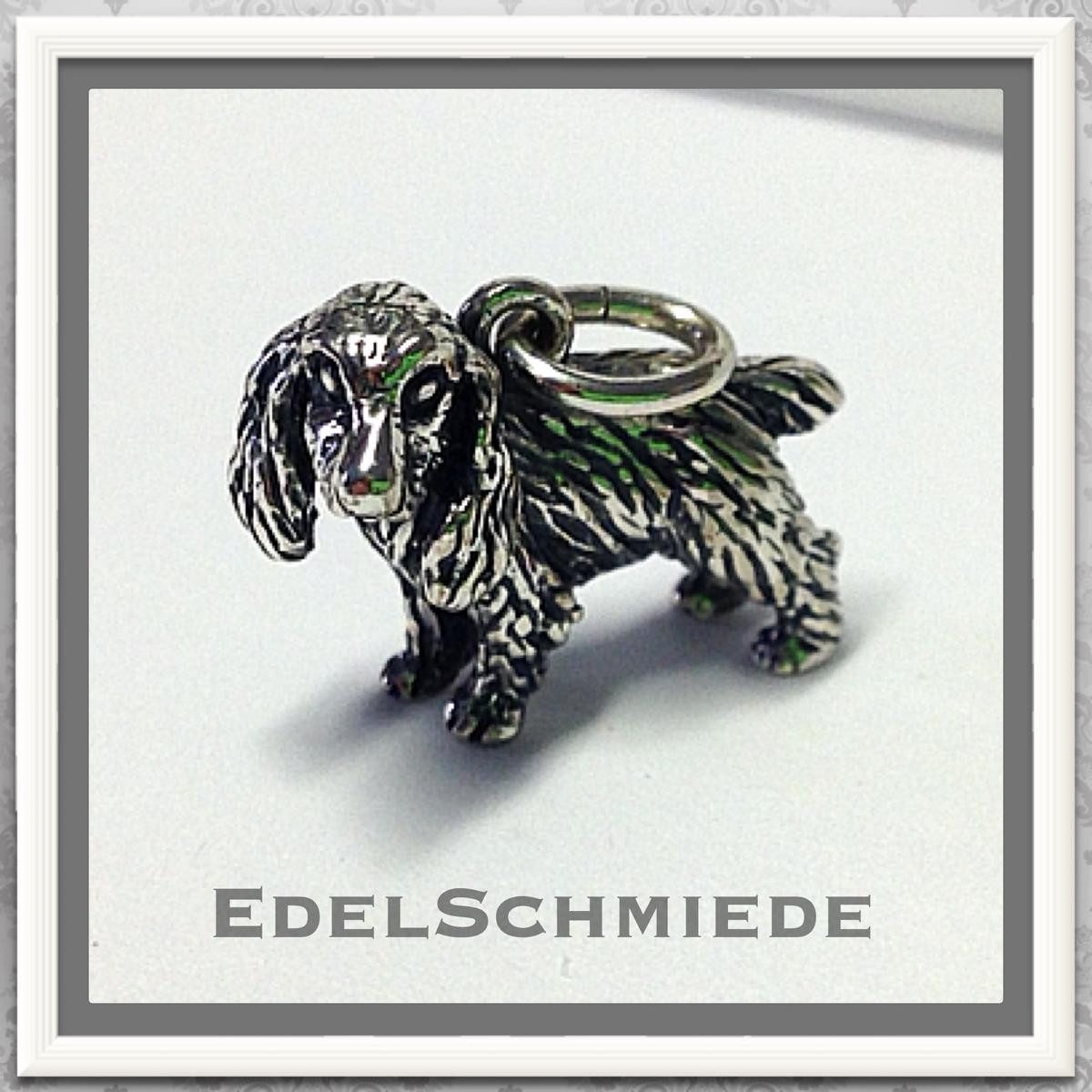 Kettenanhänger Kettenanhänger als Hund in 925 Silber geschwärzt