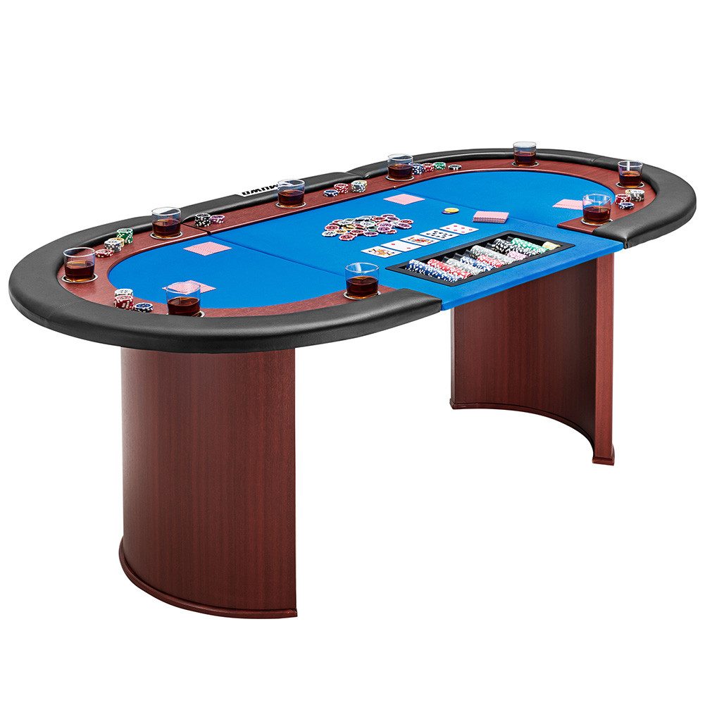 MUWO Spieltisch Pokertisch für 10 Spieler mit Dealerbereich und Chipablage