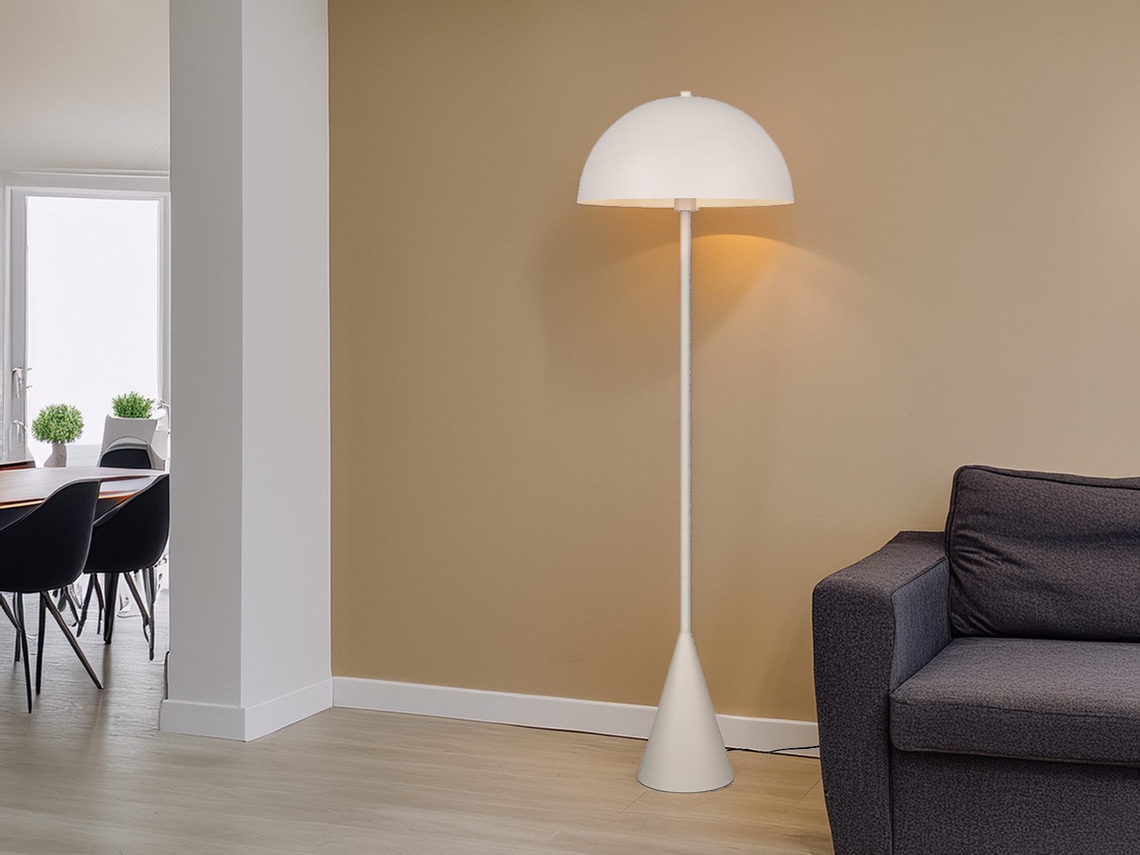 TRIO Leuchten LED Stehlampe, Dimmfunktion, LED wechselbar, Warmweiß, kleine coole Pilz-lampe stehend für Zimmer Ecke, Höhe 130cm