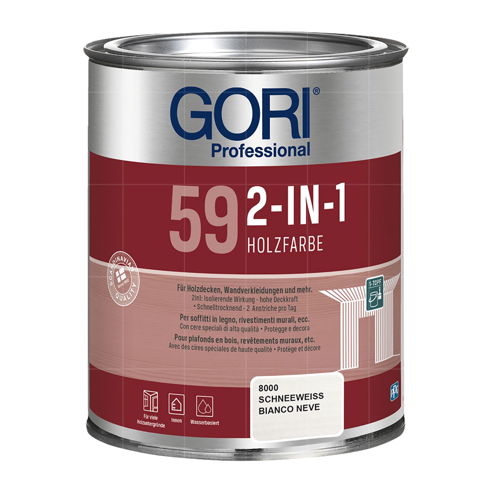 GORI Wand- und Deckenfarbe 59 2IN1 HOLZFARBE - 0.75 LTR (WEISS)