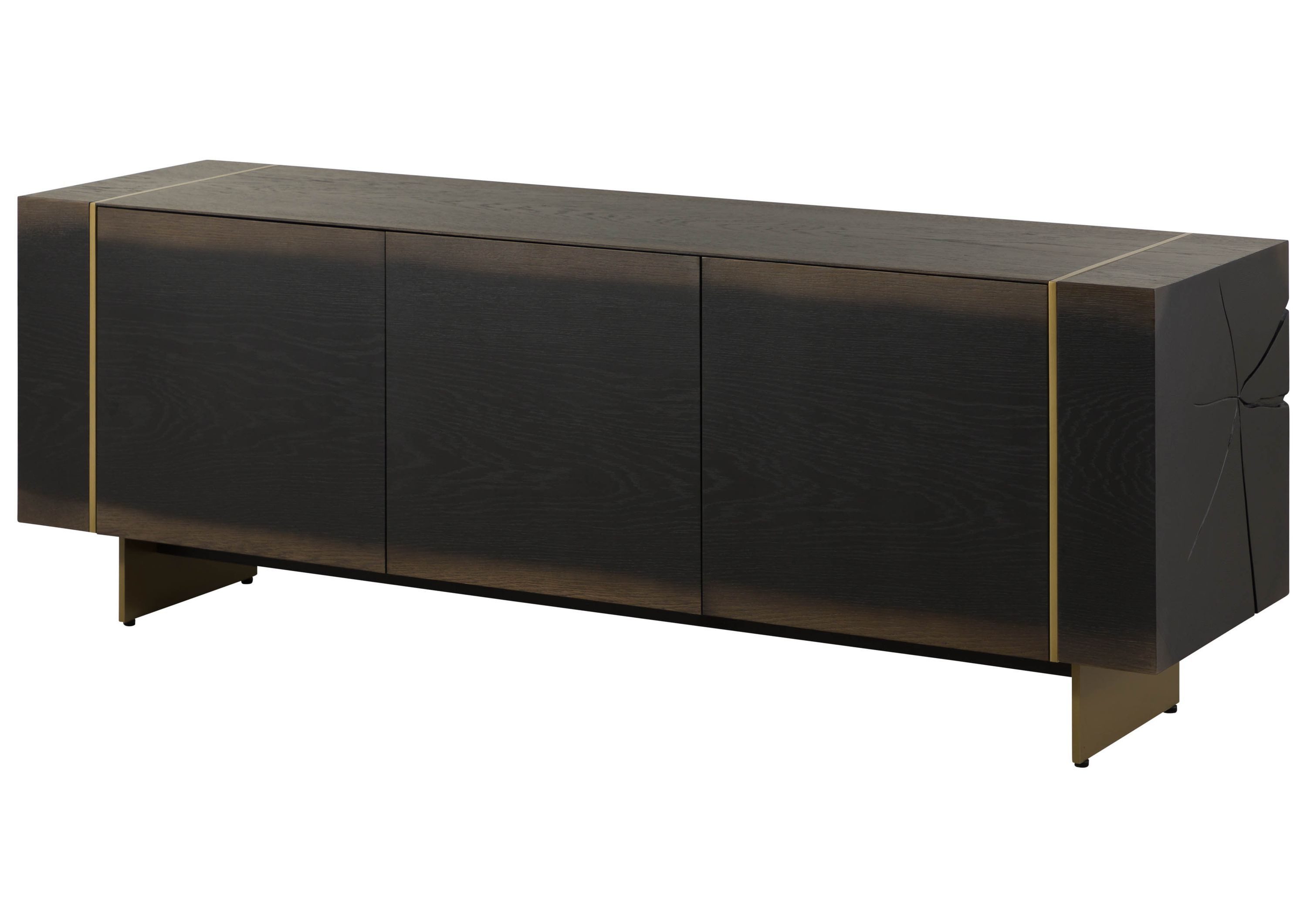 Massivmoebel24 Sideboard BEAMS (Massivholz), Eiche 180x50x65 dunkelbraun lackiert BEAMS #55