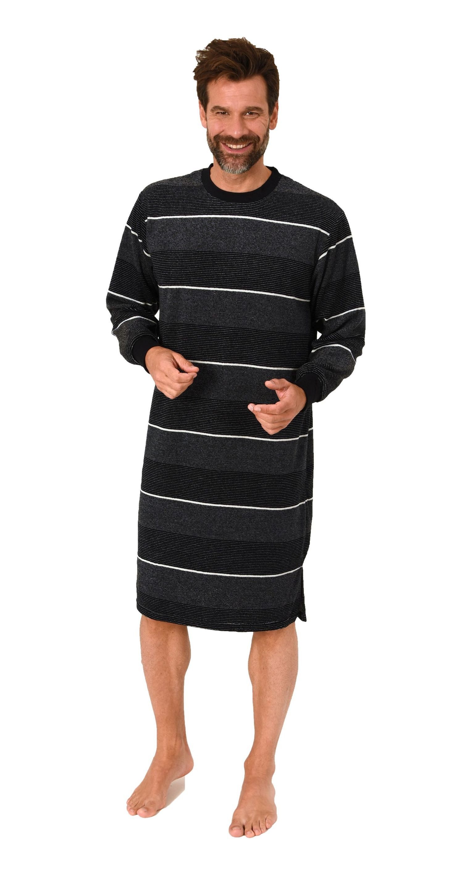 Normann Pyjama Edel aussehendes Herren Frottee Nachthemd langarm mit Bündch günstig online kaufen