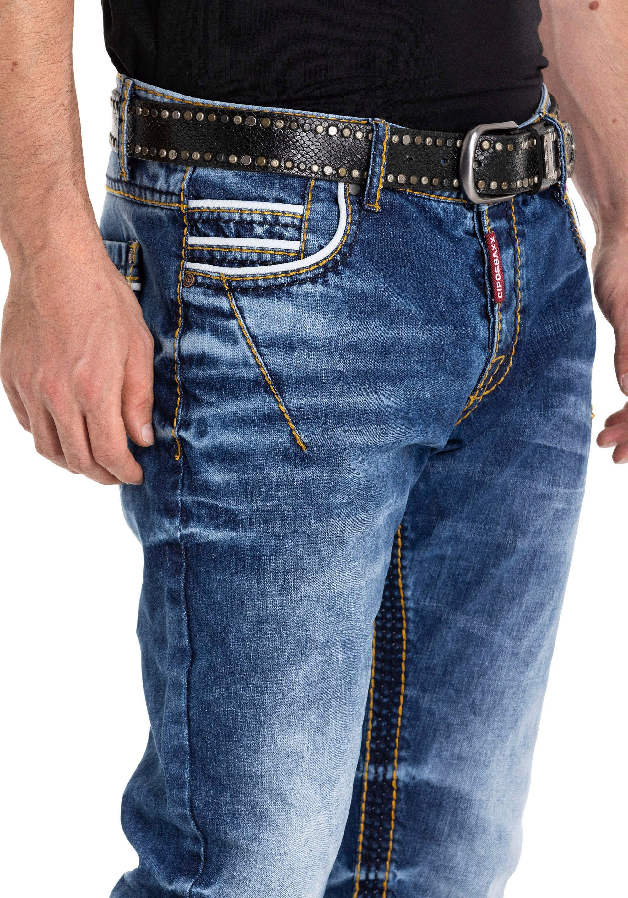 Jeans Baxx & Regular Cipo mit Kontrastnähten Gerade auffälligen