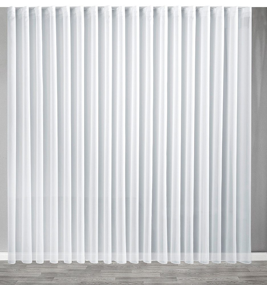 DecoHome24 Gardine Voile Weiß mit Wellen, Wellengardine, Wave-Gardine, halbtransparent, Store