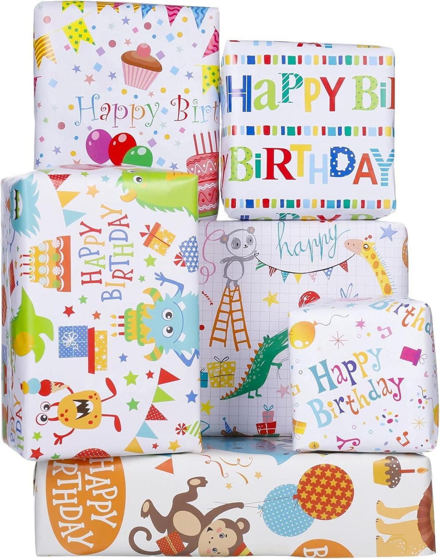 Geschenkpapier Kinder Geschenkpapier 6 Stück 70x50 cm Geburtstag Tiere Bunt Party