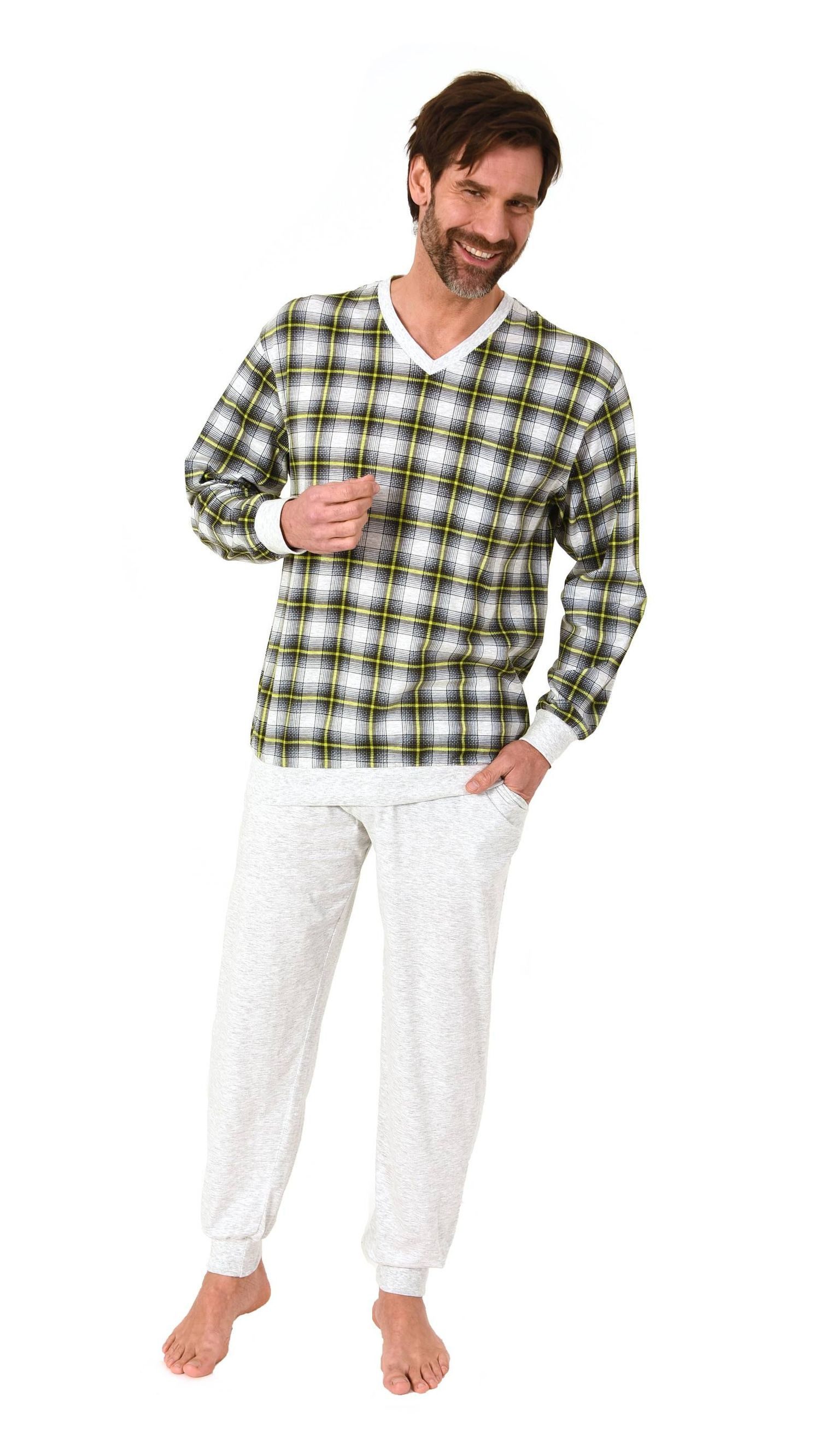 Normann Pyjama Normann Herren Langarm Schlafanzug mit Bündchen - auch in Üb günstig online kaufen