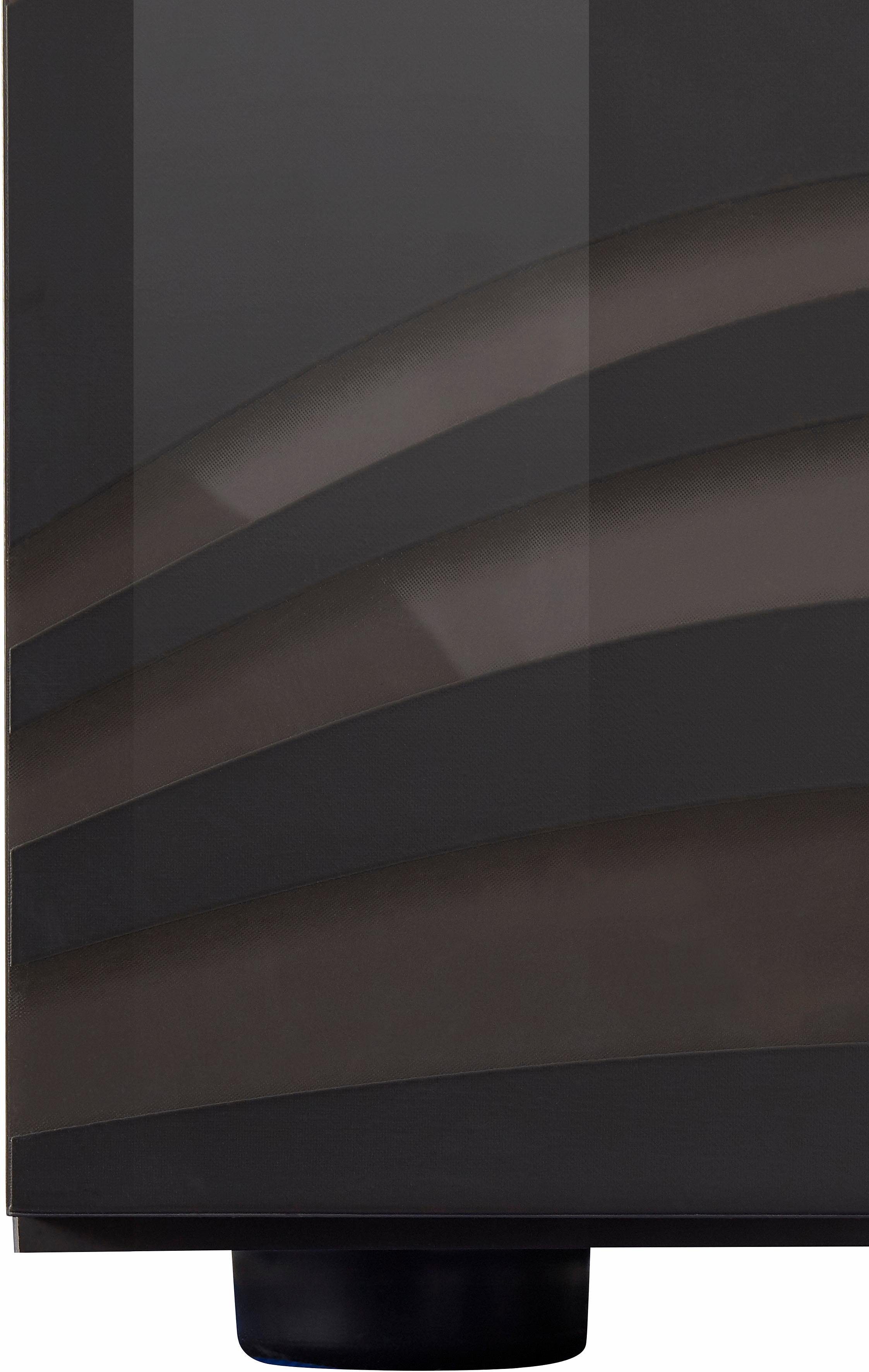 LC Stauraumvitrine Miro Stauraumvitrine, Siebdruck mit cm 166 Höhe Hochglanz mit Anthrazit Lack Siebdruck dekorativem