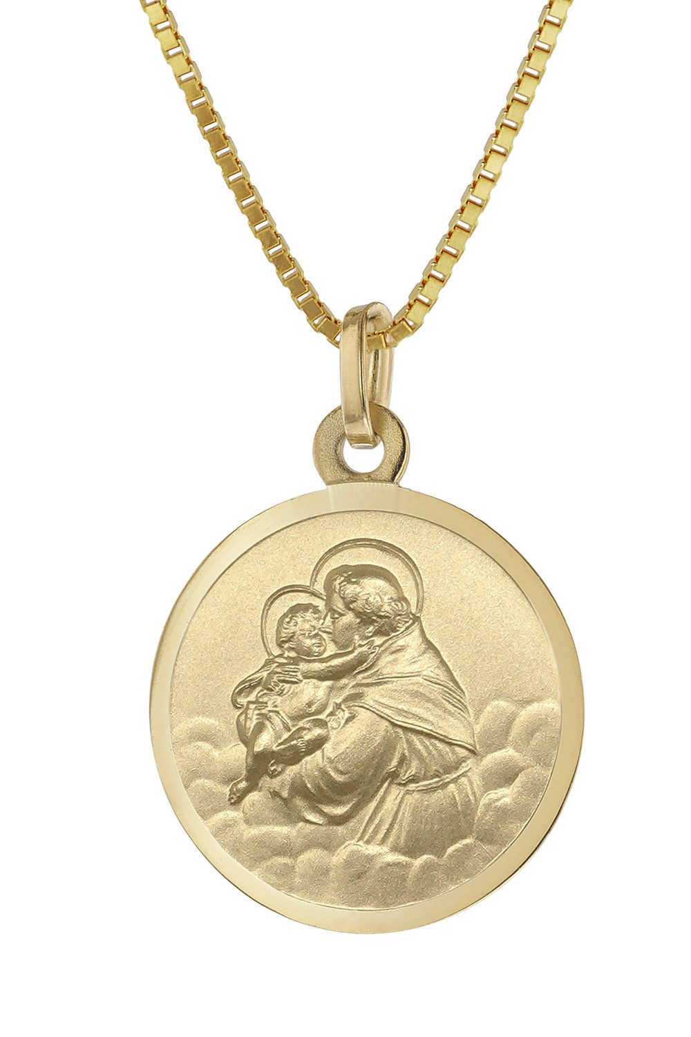 trendor Kette mit Anhänger Heiliger Antonius Anhänger Gold 333 an goldplattierter Kette