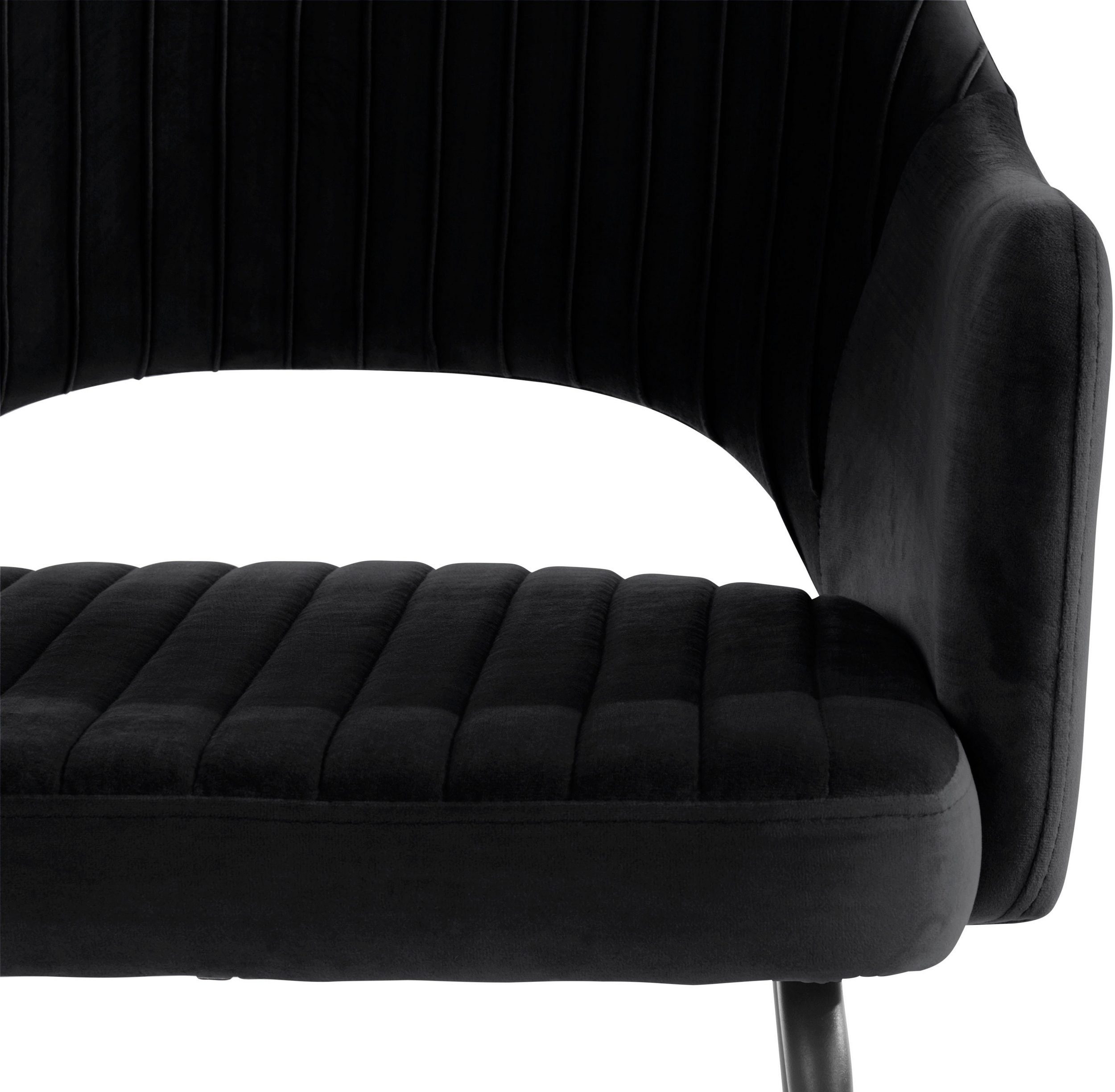 cm Sitzhöhe Esszimmerstuhl Armlehnstuhl, Metallgestell, in 50 | loft24 Bezug schwarz (Set, schwarz St), Bentley 2 Samtoptik,