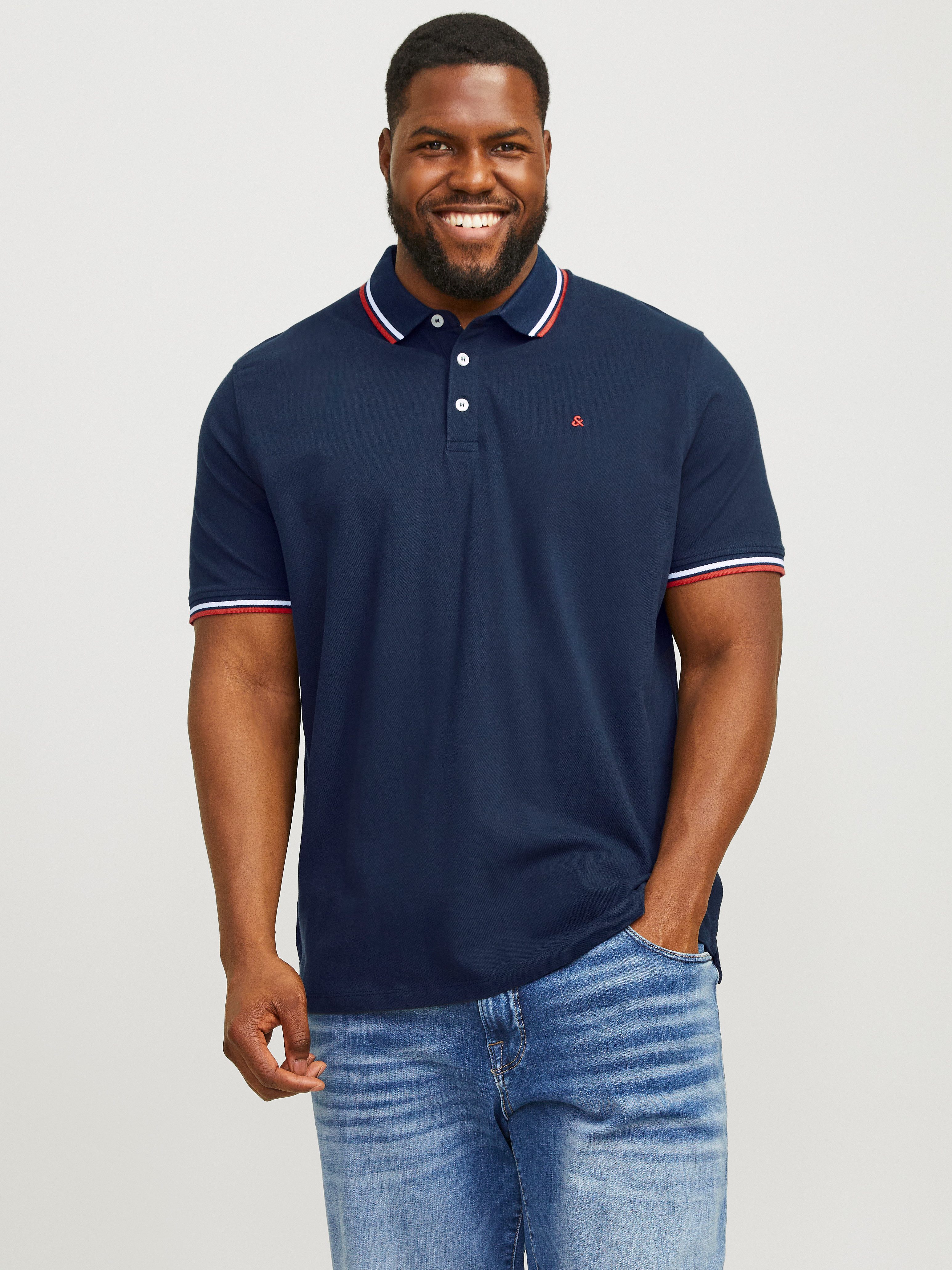 Jack & Jones PlusSize Poloshirt JJEPAULOS POLO SS NOOS PLS Baumwolle, regular fit