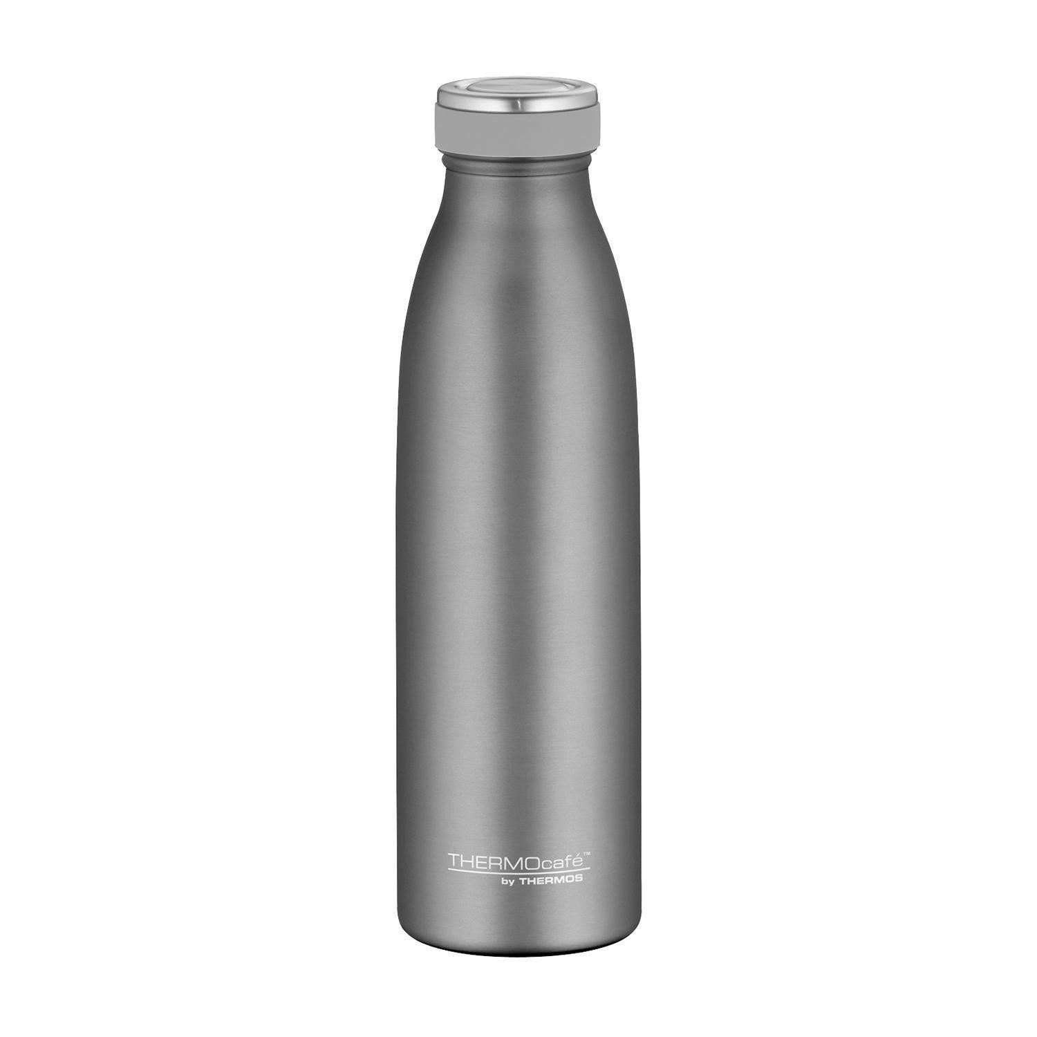 THERMOS Isolierflasche THERMOCAFE, 500 ml, Steingrau matt, Edelstahl, Auslaufsicher, 24 Stunden kalt, 12 Stunden warm