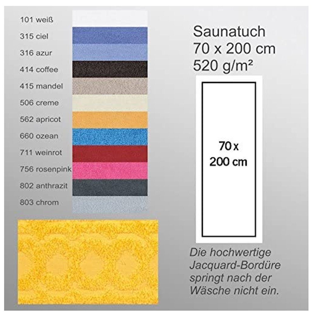 Wörner 70x200cm Frottee Jacquard Azur Saunatuch Baumwolle Handtu, (1-St) Badetuch Südfrottier Saunatuch Wörner