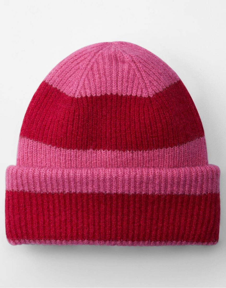 Beechfield® Bommelmütze Colour Block Beanie Block-Streifendesign