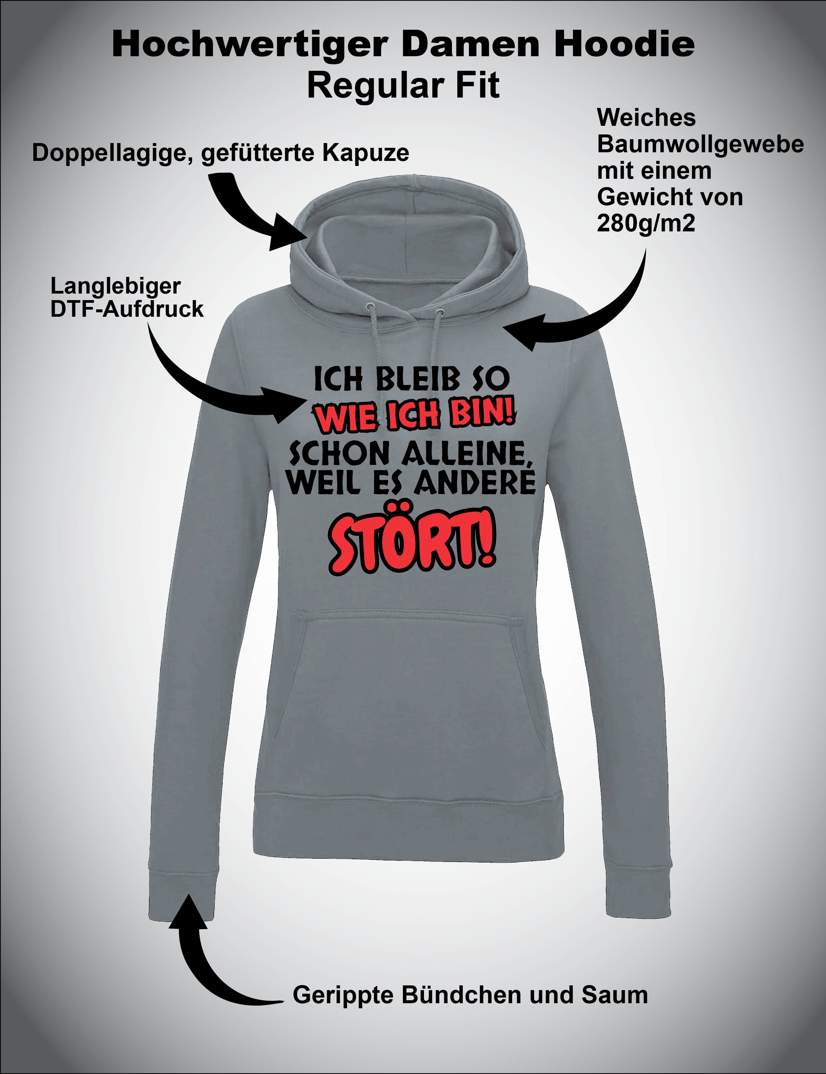 Youth Designz Kapuzenpullover "Ich bleibe so wie ich bin" Damen Hoodie Pullover Witziger Aufdruck mit lustigen Print für Frauen
