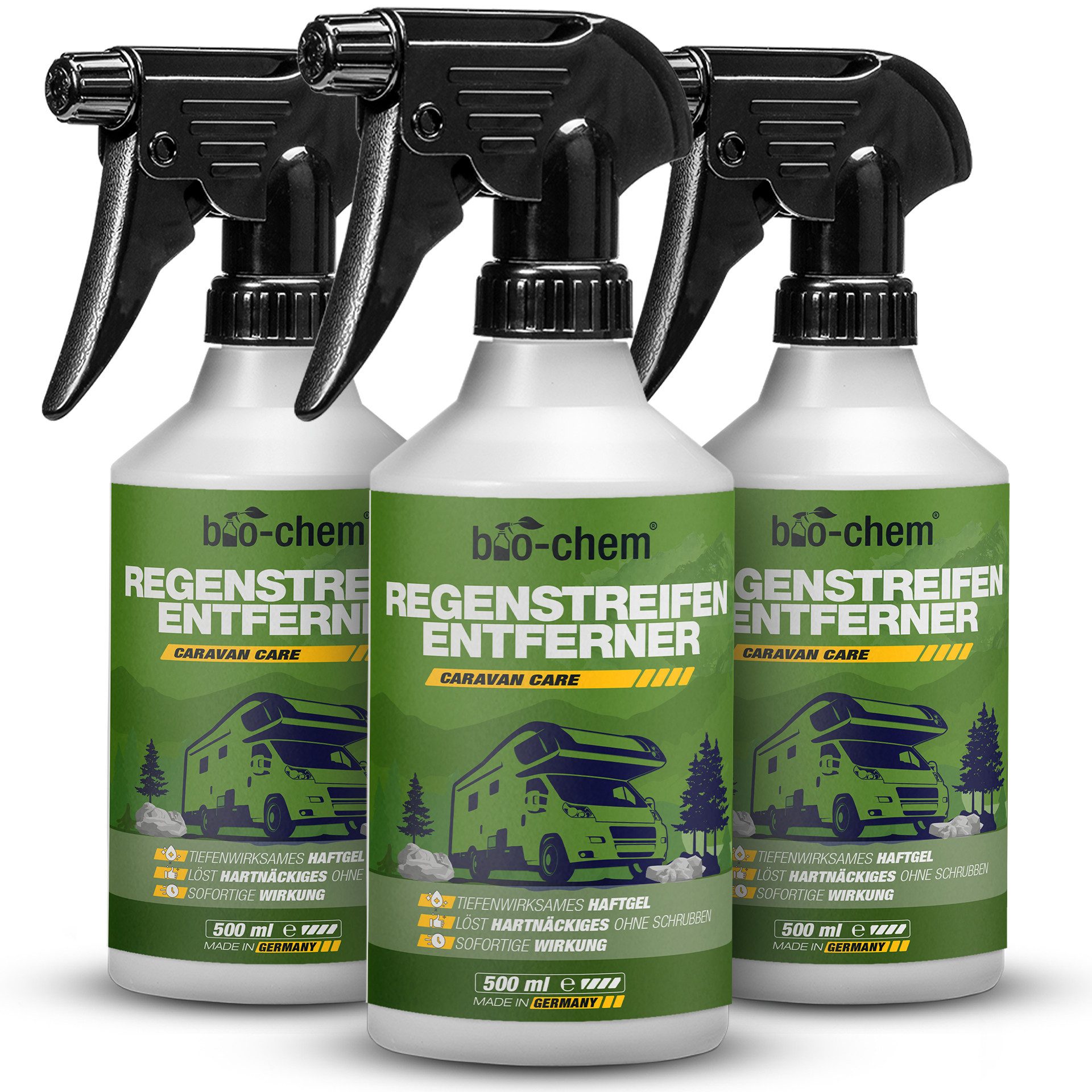 bio-chem Regenstreifen-Entferner 3x500ml – Kraftvolles Haftgel Auto-Reinigungsmittel
