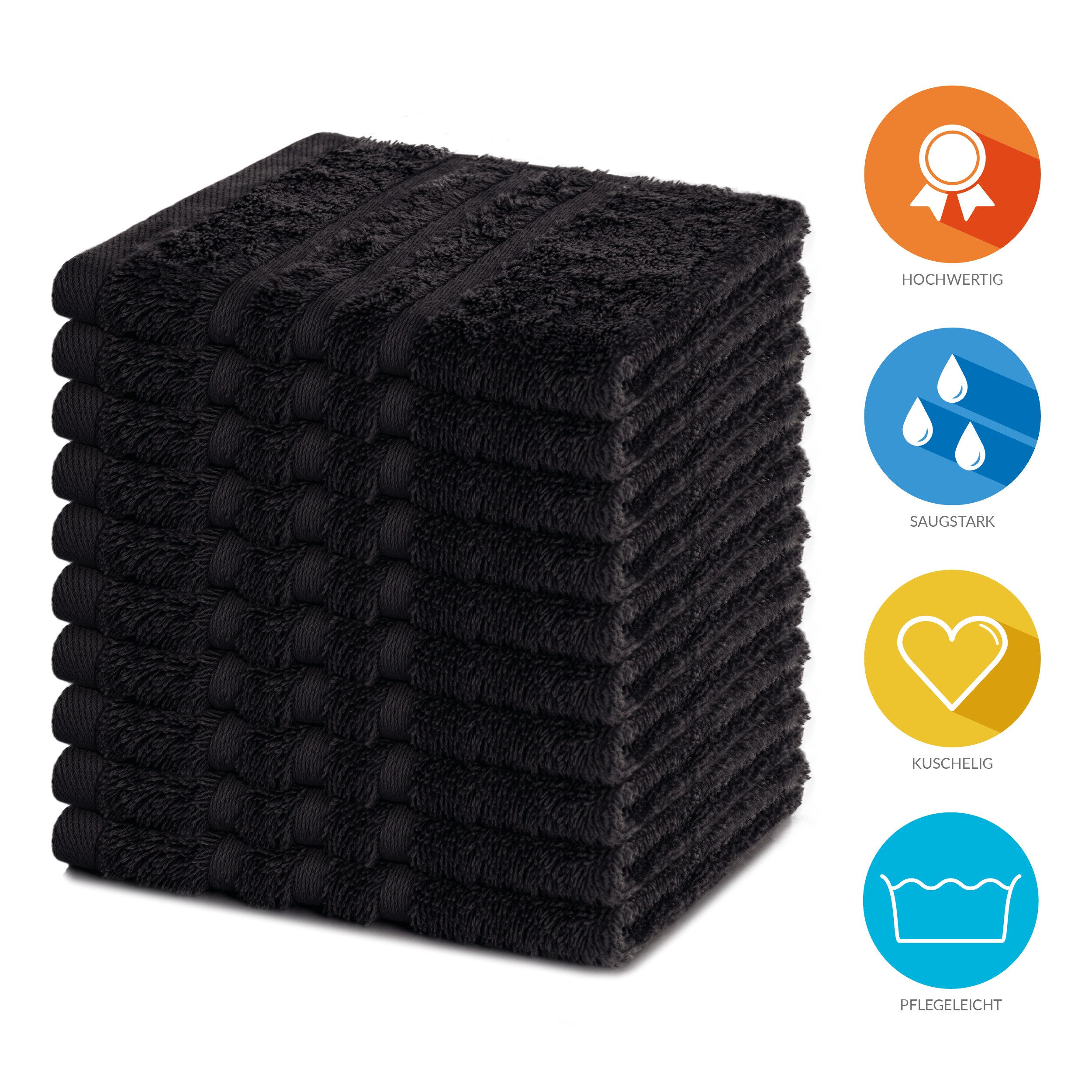 Lavea Seiftuch 10er Gästehandtücher Set 30x30 cm Elena Frottee, kleine Wasc günstig online kaufen