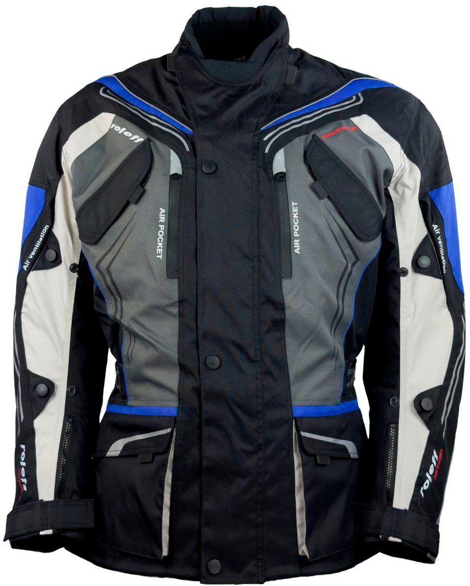 roleff Motorradjacke Turin mit Sicherheitsstreifen blau