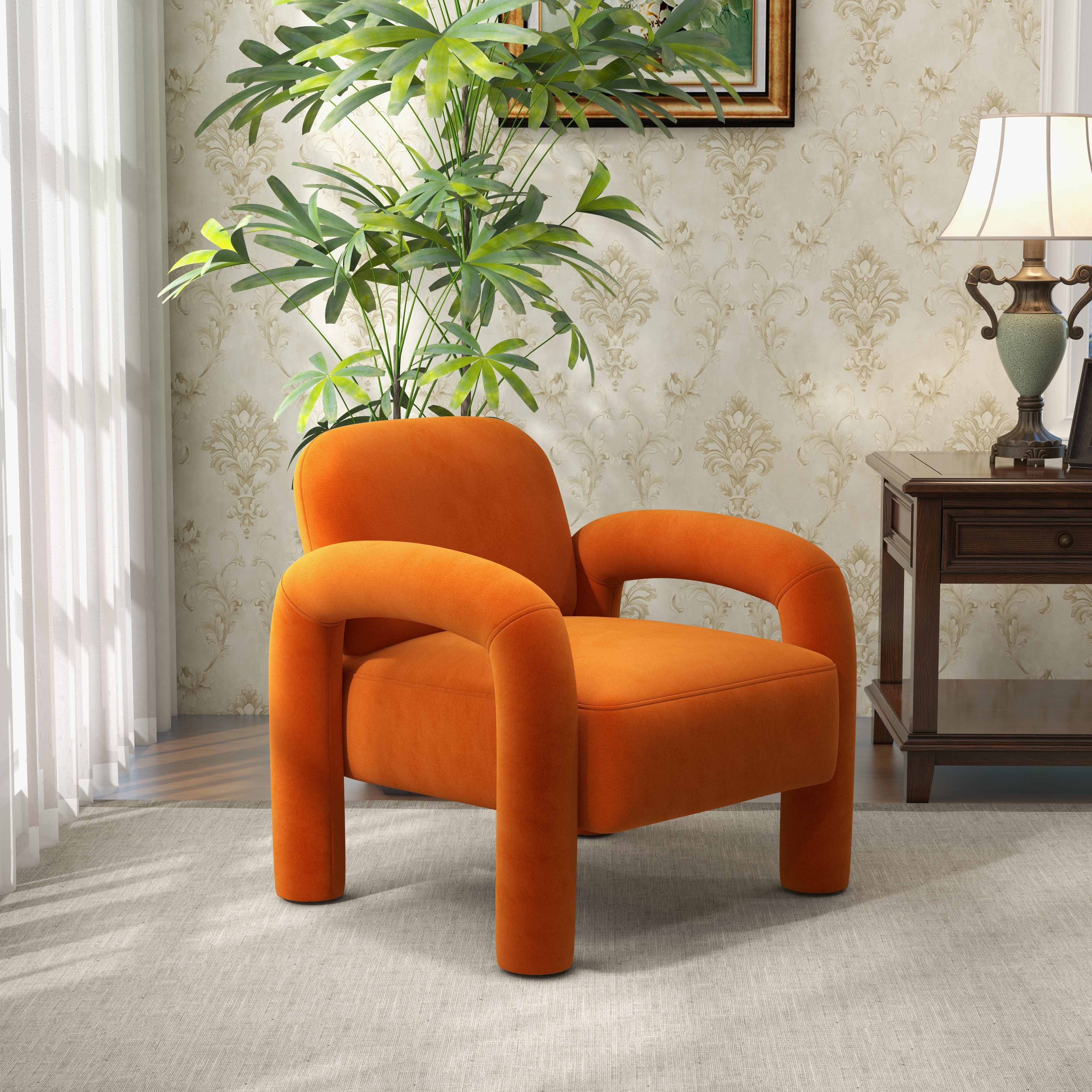 SEYNAR Sessel Moderner Accent-Sessel, komfortabler Samtbezogener Armstuhl (1-St), Gemütlicher Vanity-Sessel als Einzelsofa, Tufted-Barrel-Lesearmstuhl