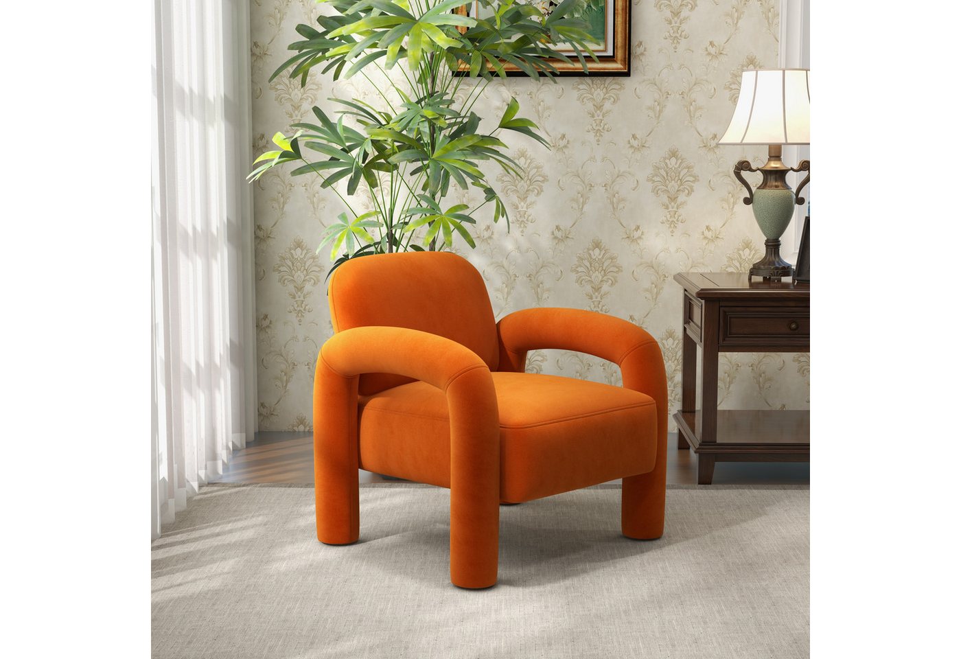 SEYNAR Sessel Moderner Accent-Sessel, komfortabler Samtbezogener Armstuhl (1-St), Gemütlicher Vanity-Sessel als Einzelsofa, …