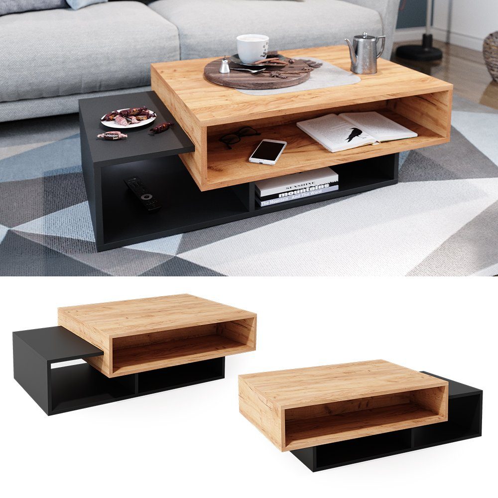 Vicco Couchtisch Bari, Anthrazit/Goldkraft Eiche, 105 günstig online kaufen