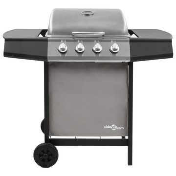 vidaXL Gasgrill Gasgrill mit 4 Flammen Schwarz und Silbern