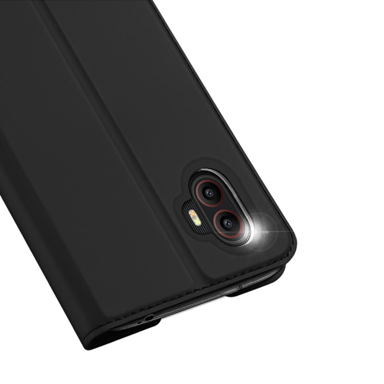 Dux Ducis Handyhülle mit Klappe und Kartenfach für Samsung Galaxy Xcover 7 - Schwarz