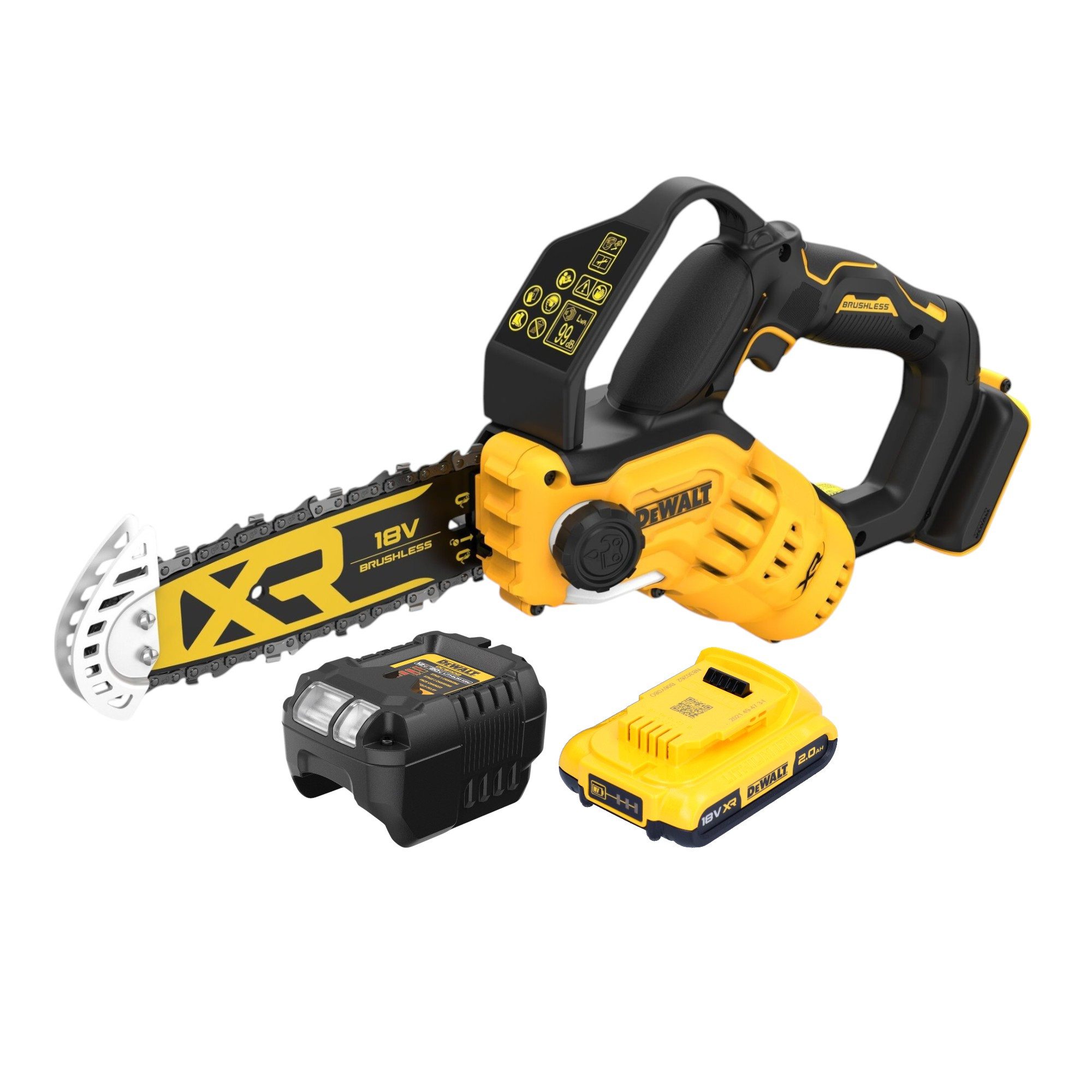 DeWalt Benzin-Kettensäge DCMPS 520 D1 18 V 20 cm Brushless + 1x Akku 2,0 Ah + Ladegerät