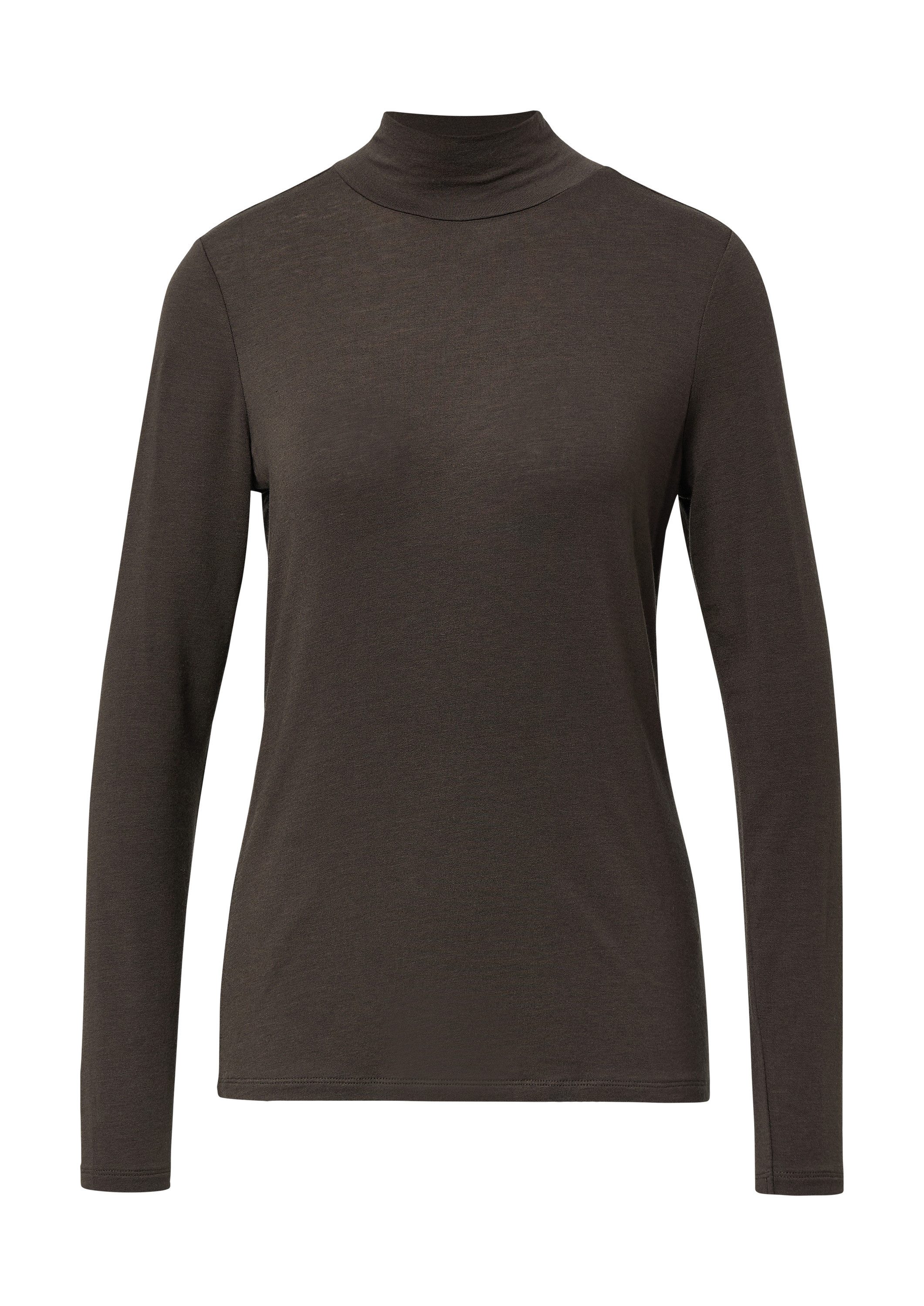 comma Langarmshirt T-Shirt Semitransparentes Shirt mit Stehkragen günstig online kaufen