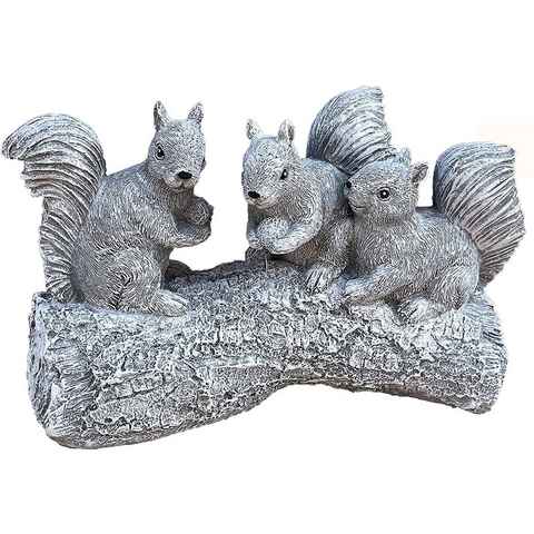 Stone and Style Gartenfigur Steinfigur 3 Eichhörnchen auf Stamm