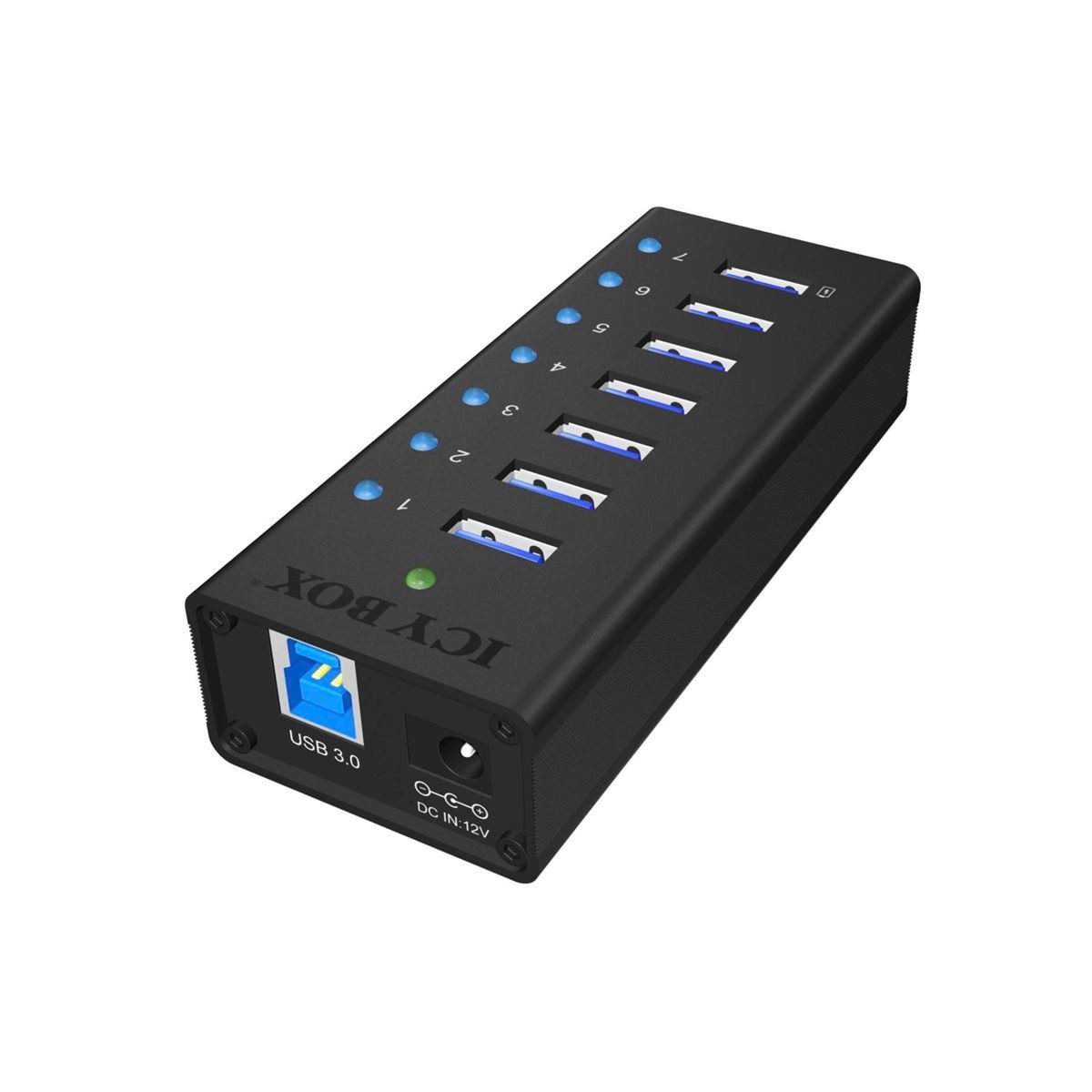 ICY BOX IB-AC618 7-Port USB 3.0 Hub Aluminium Netzwerk-Switch