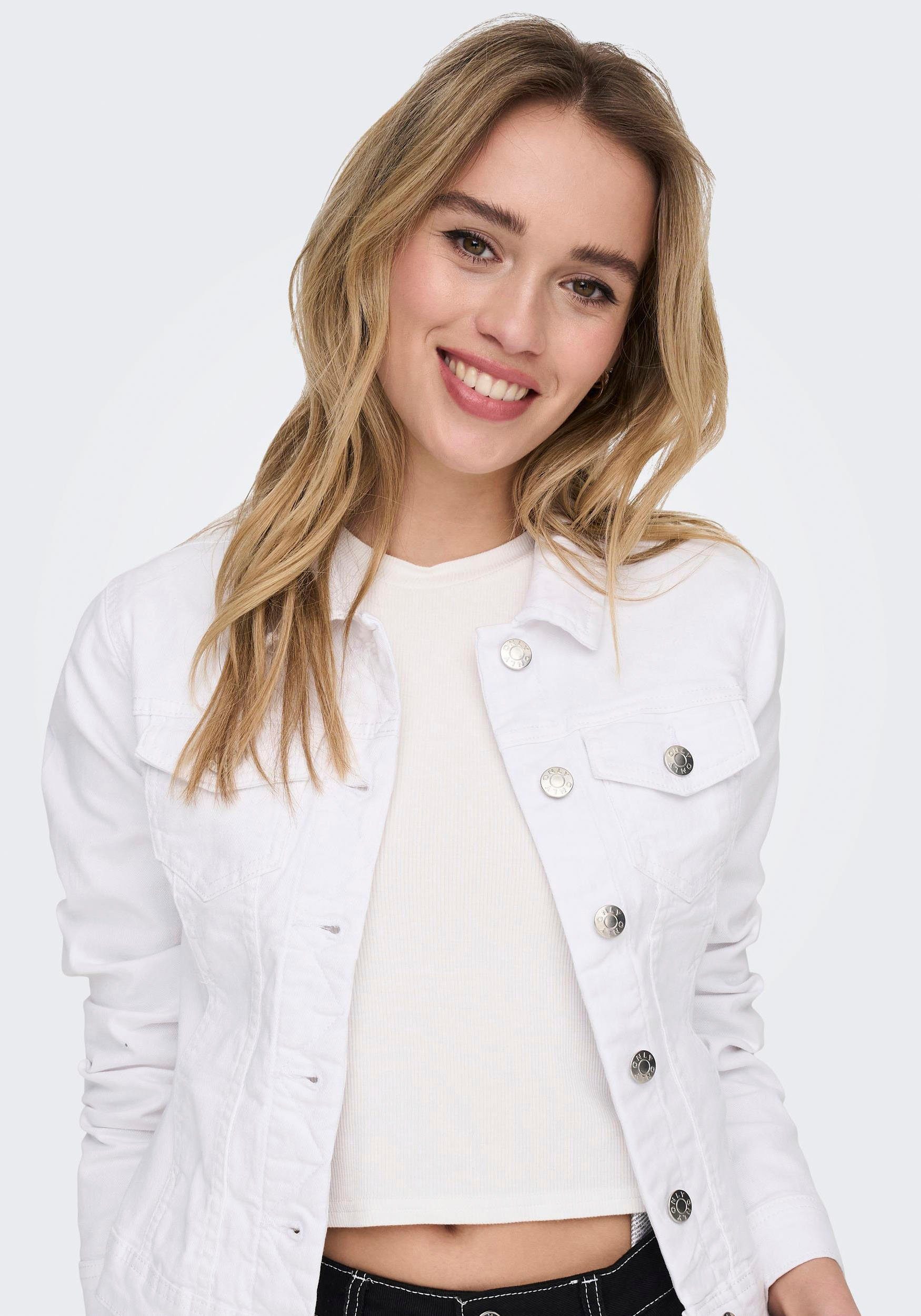 ONLY Jeansjacke ONLWONDER – Jeansjacke mit Teilungsnähten und Stretch sehr figurbetont, casual, Denim, Baumwollmischung, Brusttaschen – Bild 3 von 5