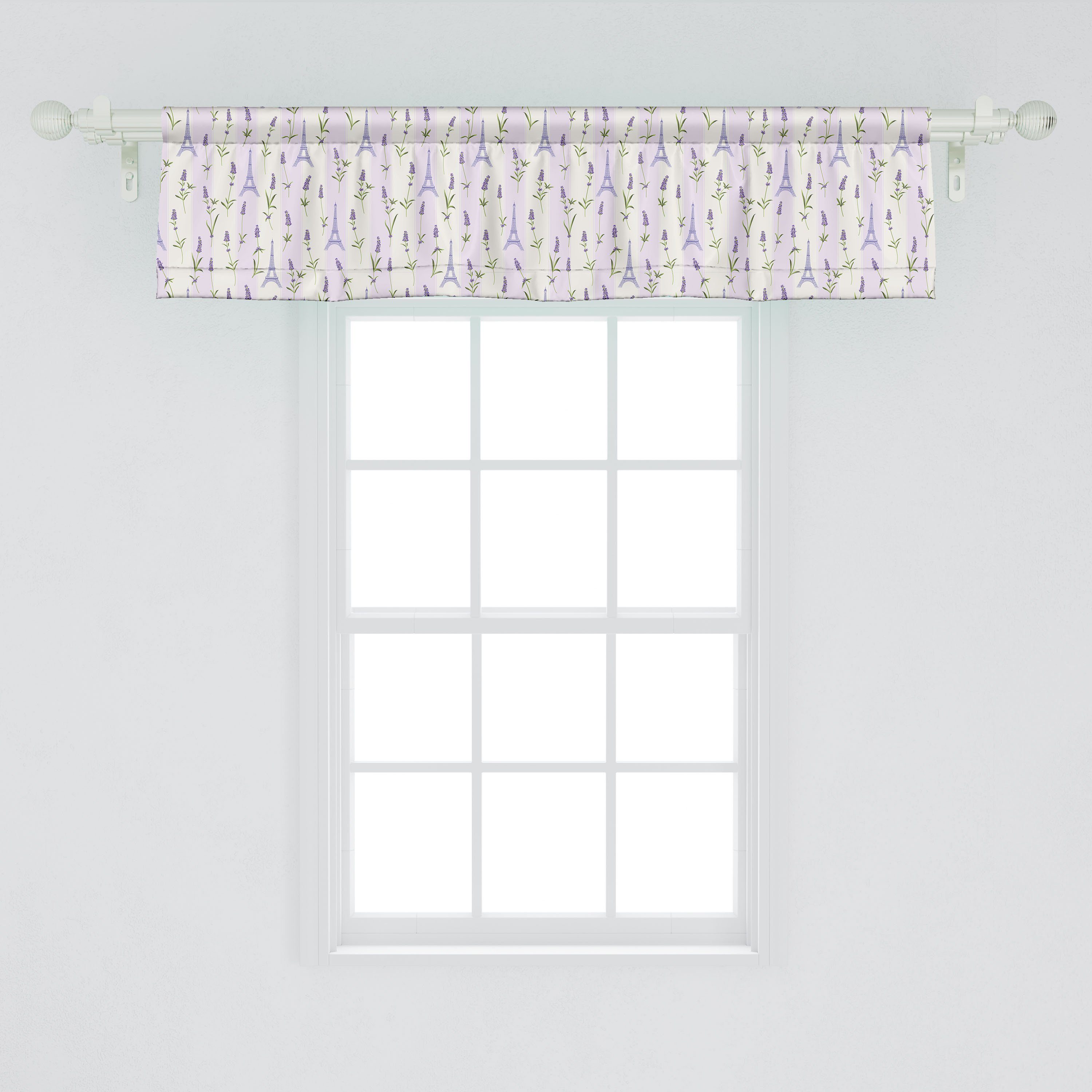 Scheibengardine Vorhang Volant für Lavendel Eiffel Schlafzimmer Dekor Pastell Küche Microfaser, Abakuhaus, Stangentasche, mit Paris