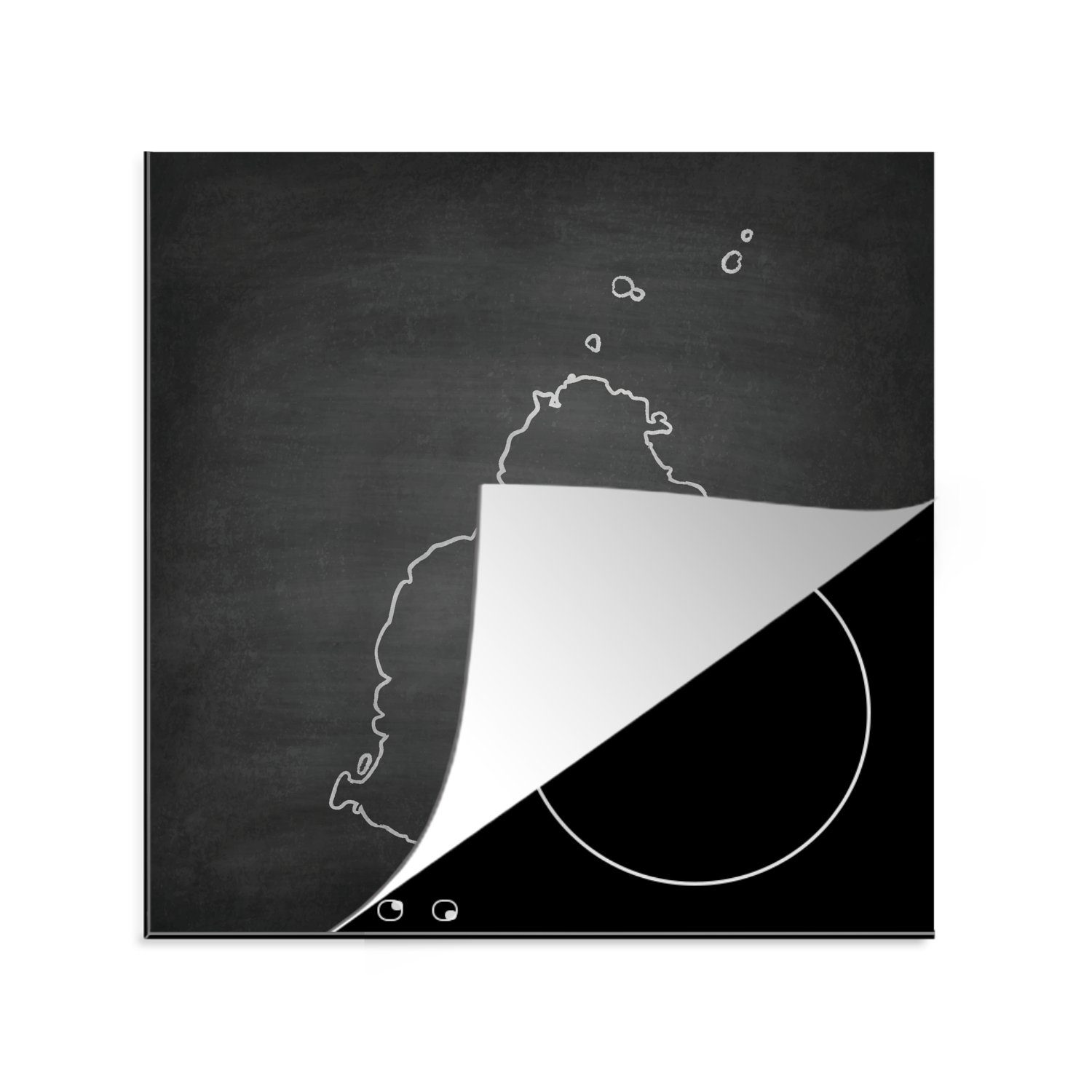 MuchoWow Herdblende-/Abdeckplatte Eine Illustration Ceranfeldabdeckung, Arbeitsplatte küche von tlg), cm, für einer Wandtafel, 78x78 Mauritius auf (1 Vinyl