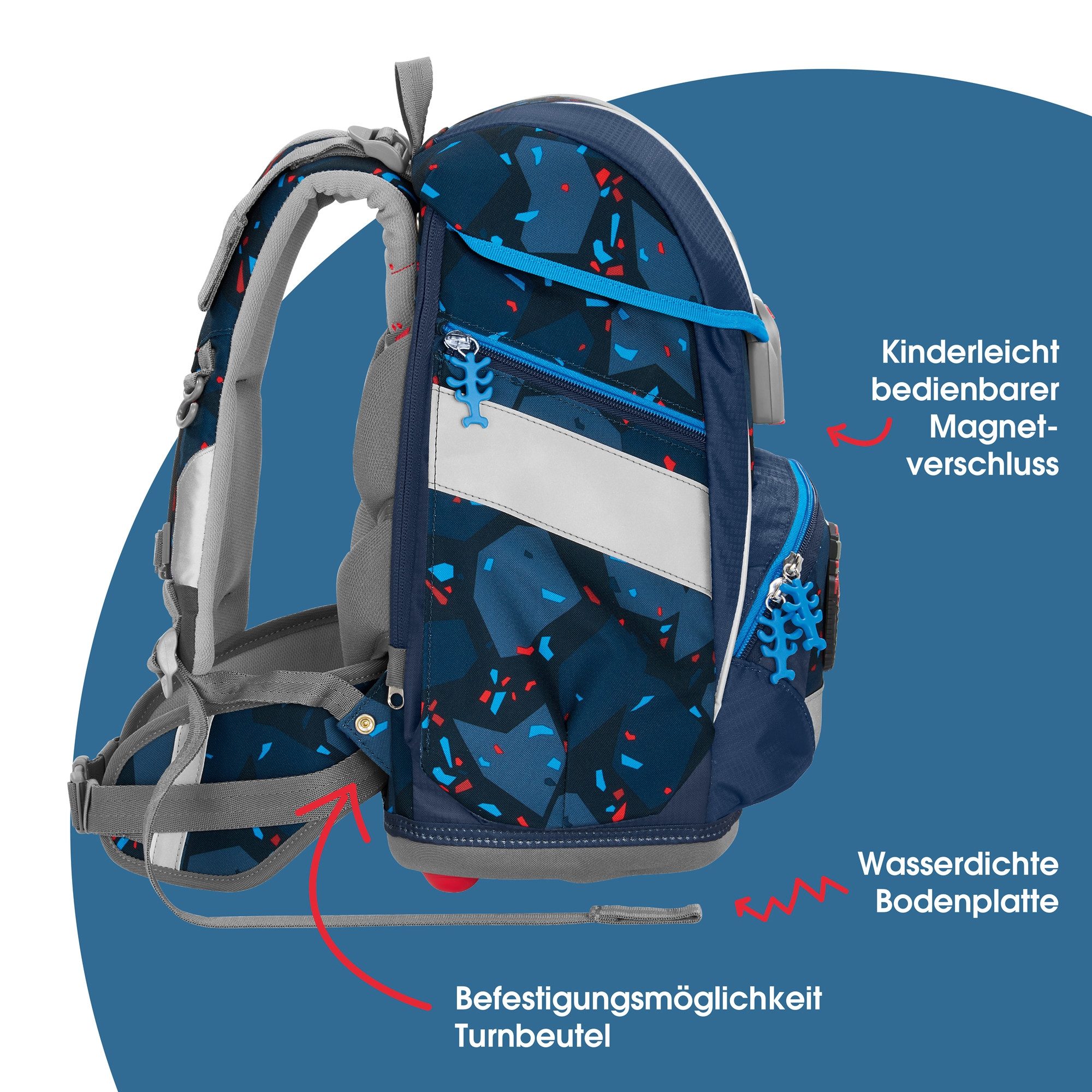 Step by Step Schulranzen 2IN1 PLUS „Tractor Freddy“, 9-teilig, blau (6-teilig, 9-tlg)