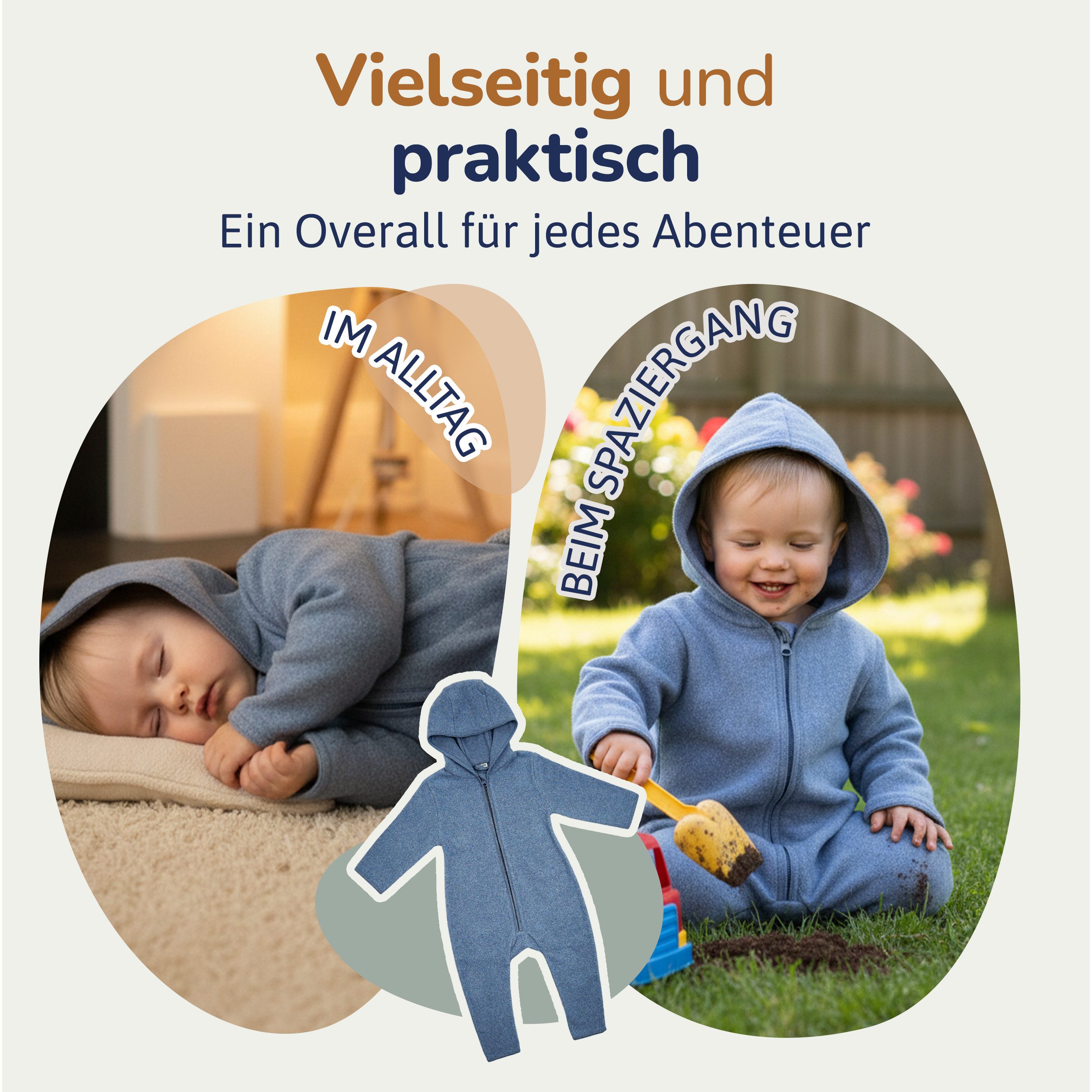 Hinzling Fleeceoverall aus Bio-Baumwolle – kuschelig weich, für jedes Wetter geeignet