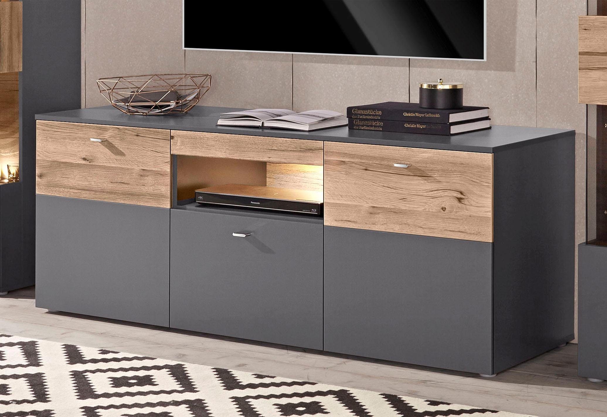 FORTE Lowboard Como, TV-Board, LED Beleuchtung, Soft Close, Stauraum, 149,8 günstig online kaufen