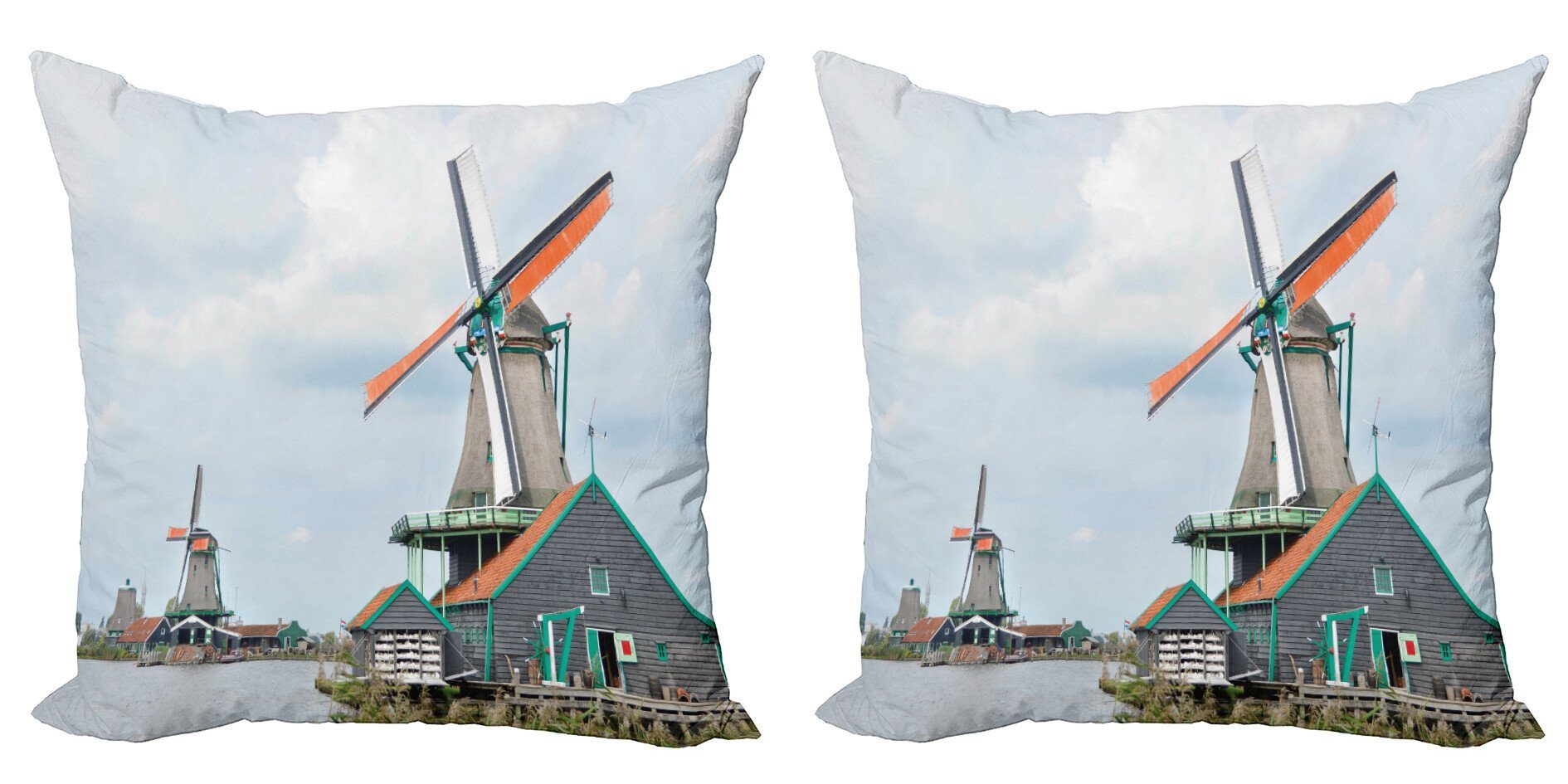 Kissenbezüge Modern Accent Doppelseitiger Digitaldruck, Abakuhaus (2 Stück), Niederländisch Foto von De Kat Windmill Art