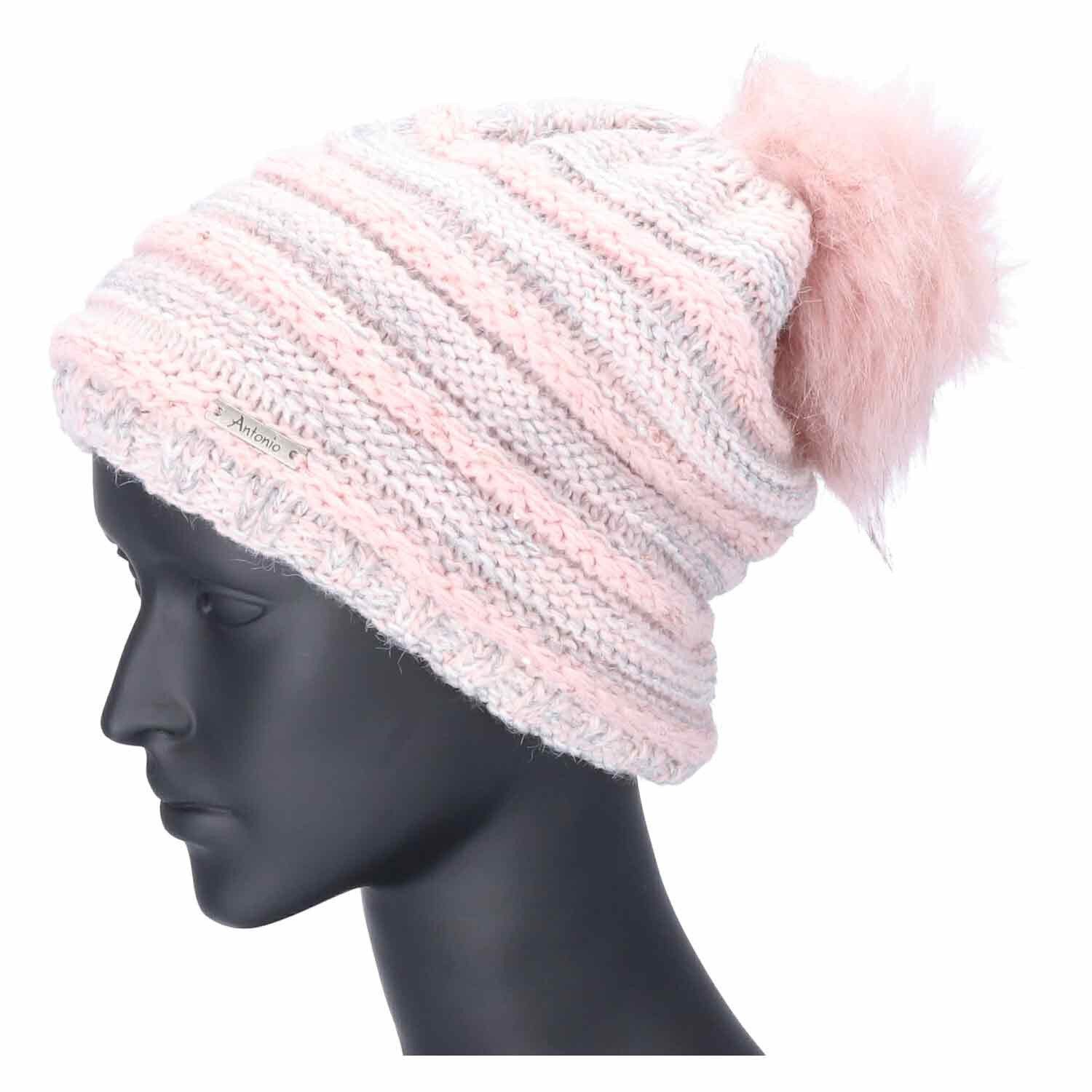 Antonio Strickmütze Antonio Strick Mütze Beanie mit Bommel Rosa (1-St) günstig online kaufen
