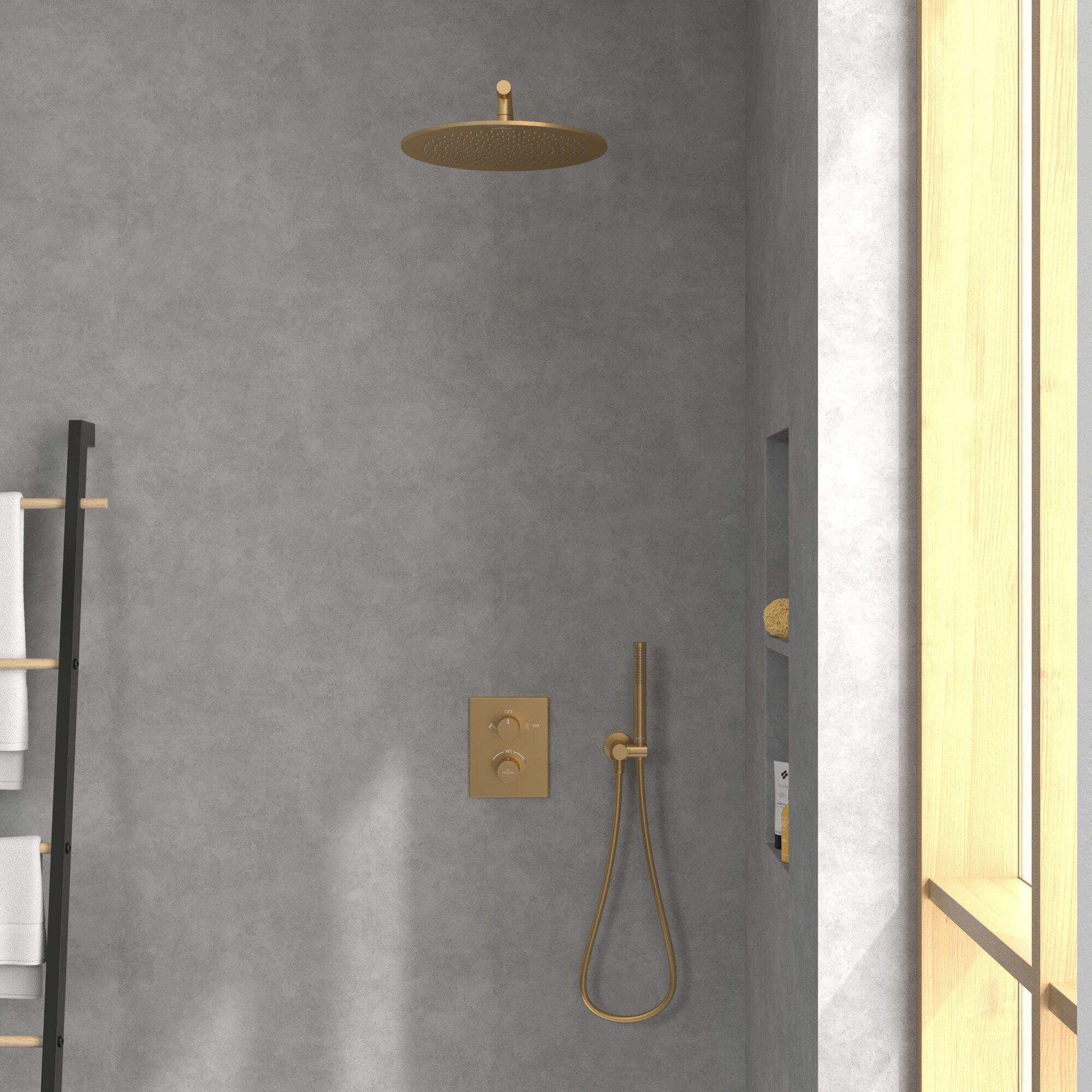 Villeroy & Boch Regenduschkopf Universal Showers, Regenbrause 350 mm, Rund - Brushed Gold