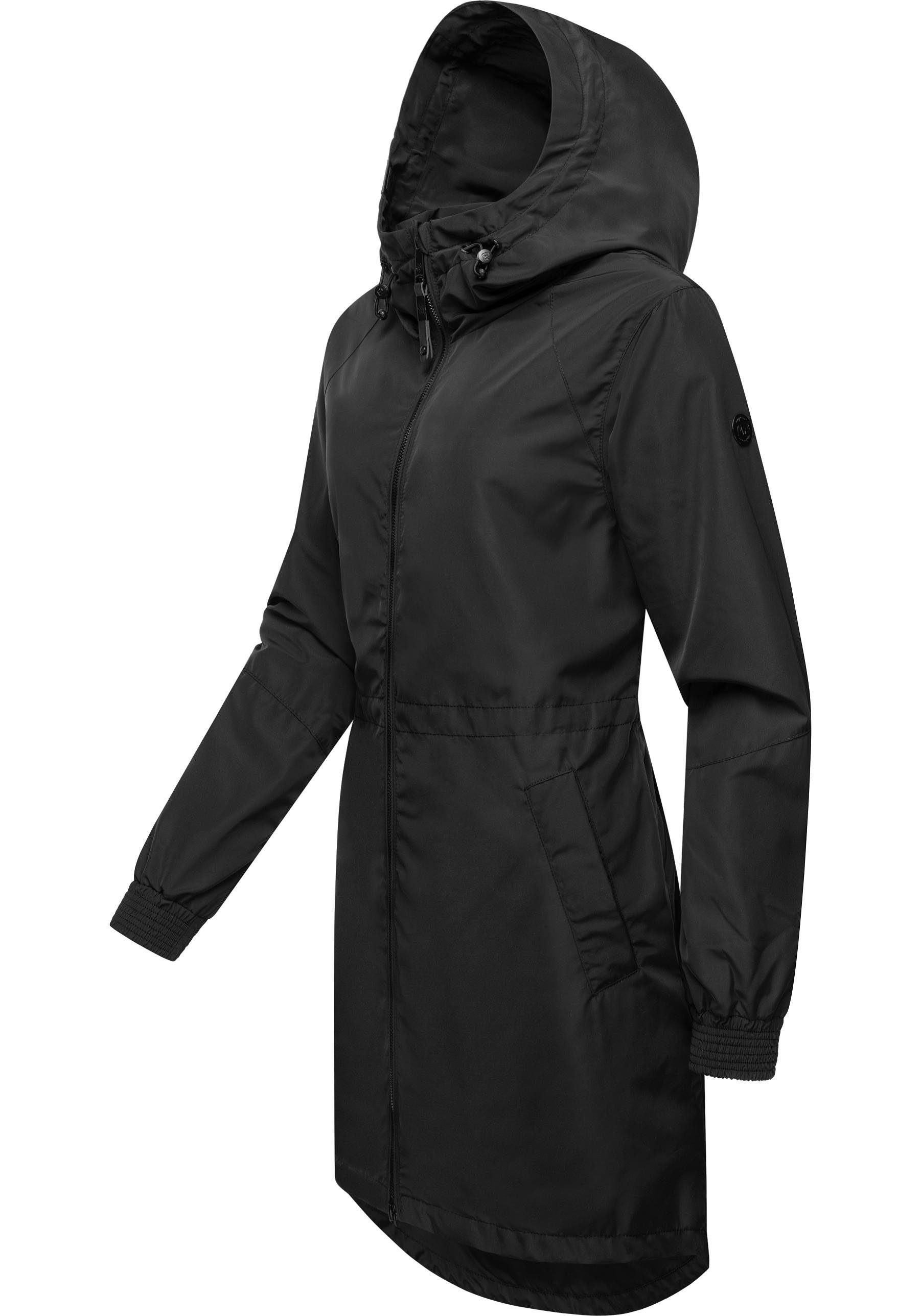 Outdoorjacke Bronja stylischer Übergangsmantel schwarz Ragwear unifarbener