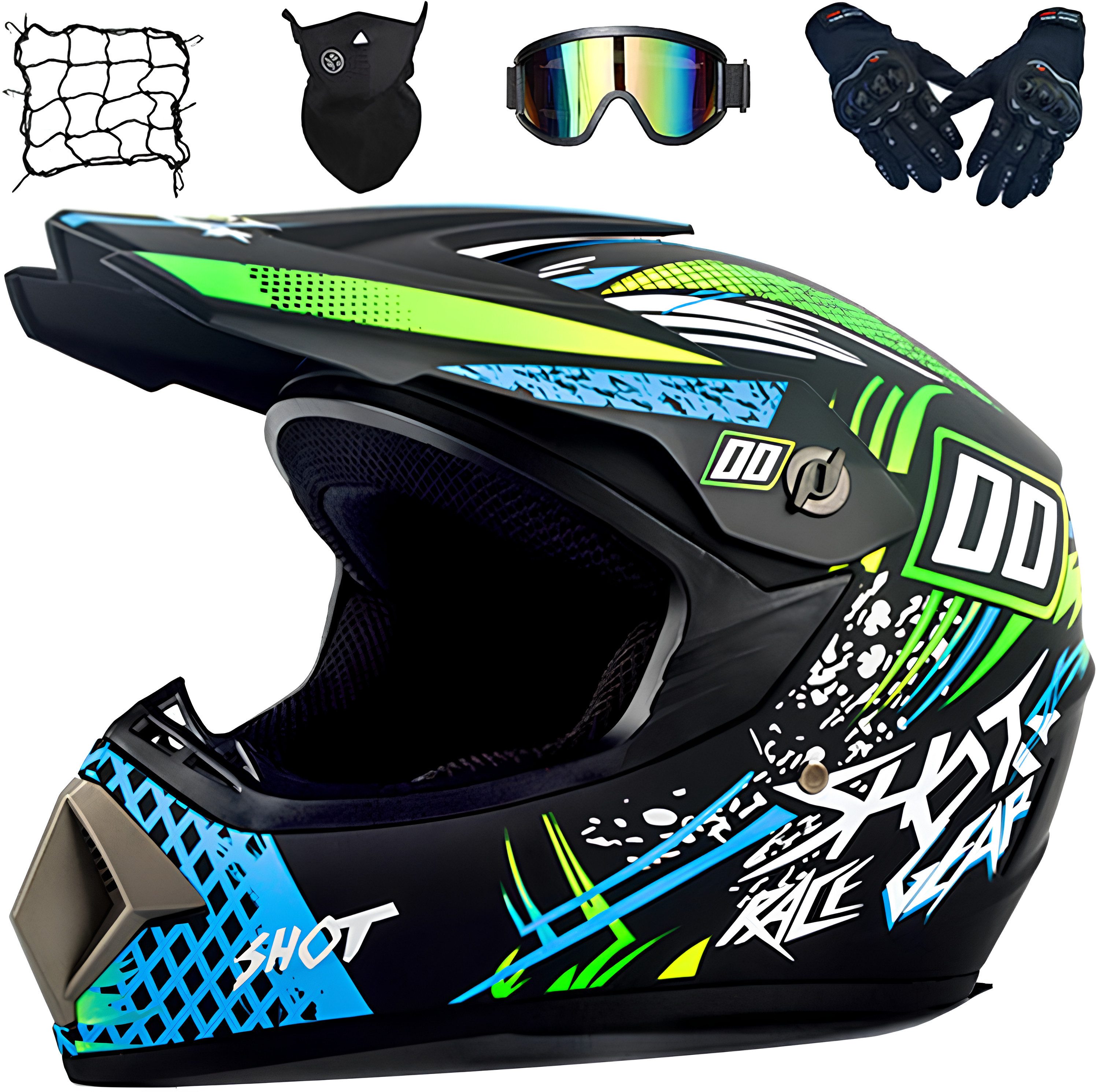Athlix Motocrosshelm Off-Road Motocross-Helm / Downhill- & Mountainbike-Helm, Belüftungsöffnungen vor Hitzestau, Aerodynamisches Cross-Design