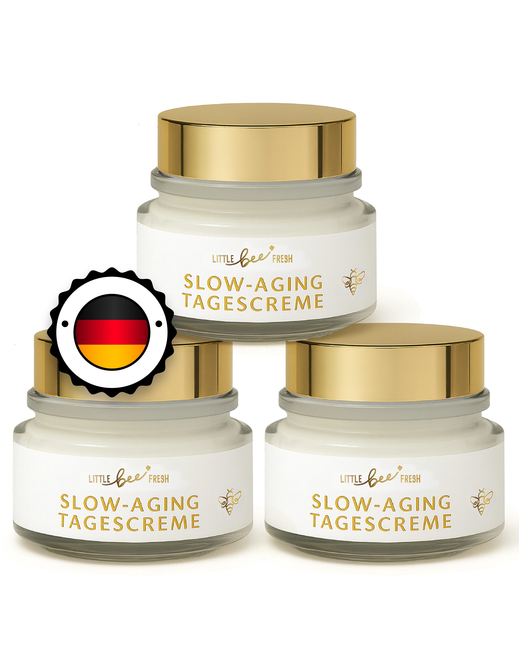 little bee fresh Tagescreme mit echtem Bienengift, Hyaluron und Arganöl - SLOW-AGING Gesichtscreme, 3-tlg., mit echtem Bienengift