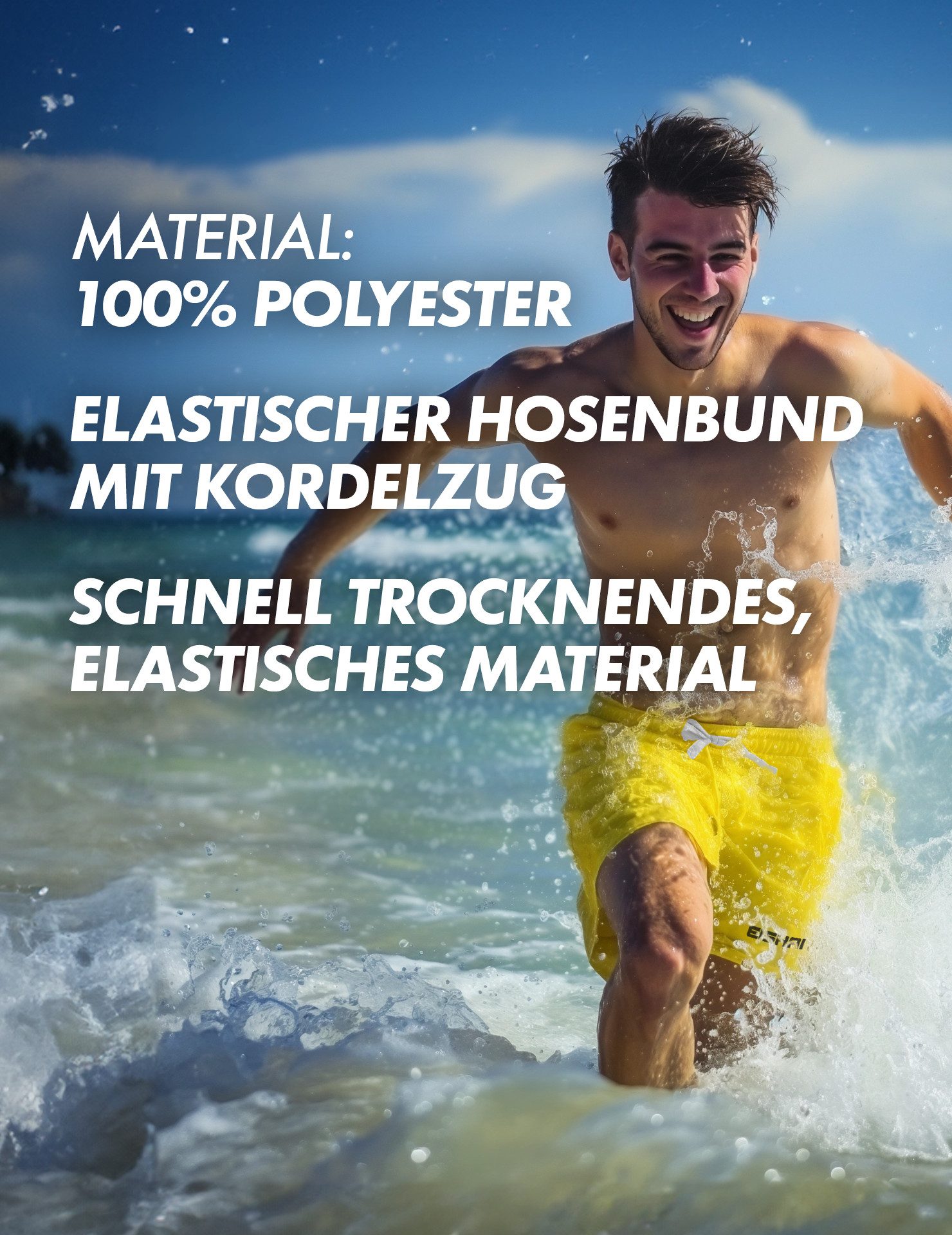 EISHAI Badeshorts "Nadar" Herren schnell trocknend und elastisch, mit Taschen