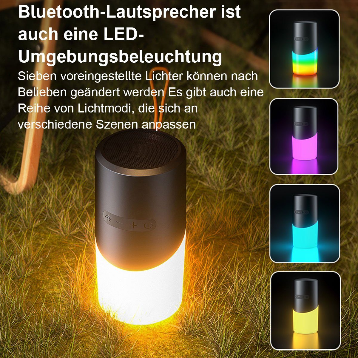 Lautsprecher Nachtlicht,IPX4 Bluetooth 5.3, 5W Welikera RGB Bluetooth-Lautsprecher mit wasserdicht,